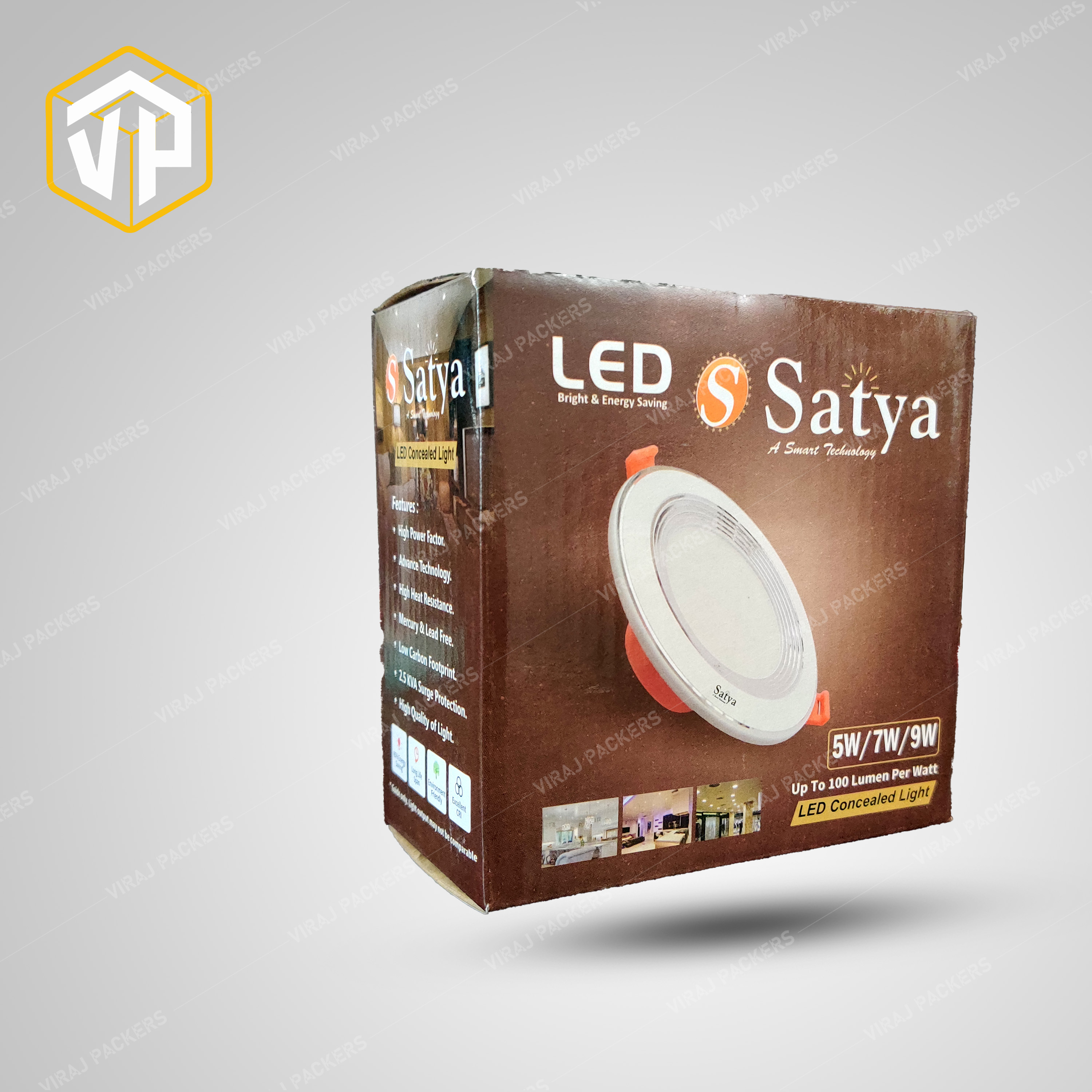 Concealed Led Lights Packaging Box With Custom Printing - Paper Material, Customized Size, Glossy Lamination, Uv Offset Printing | Secure Closure, Eco-friendly Options Available