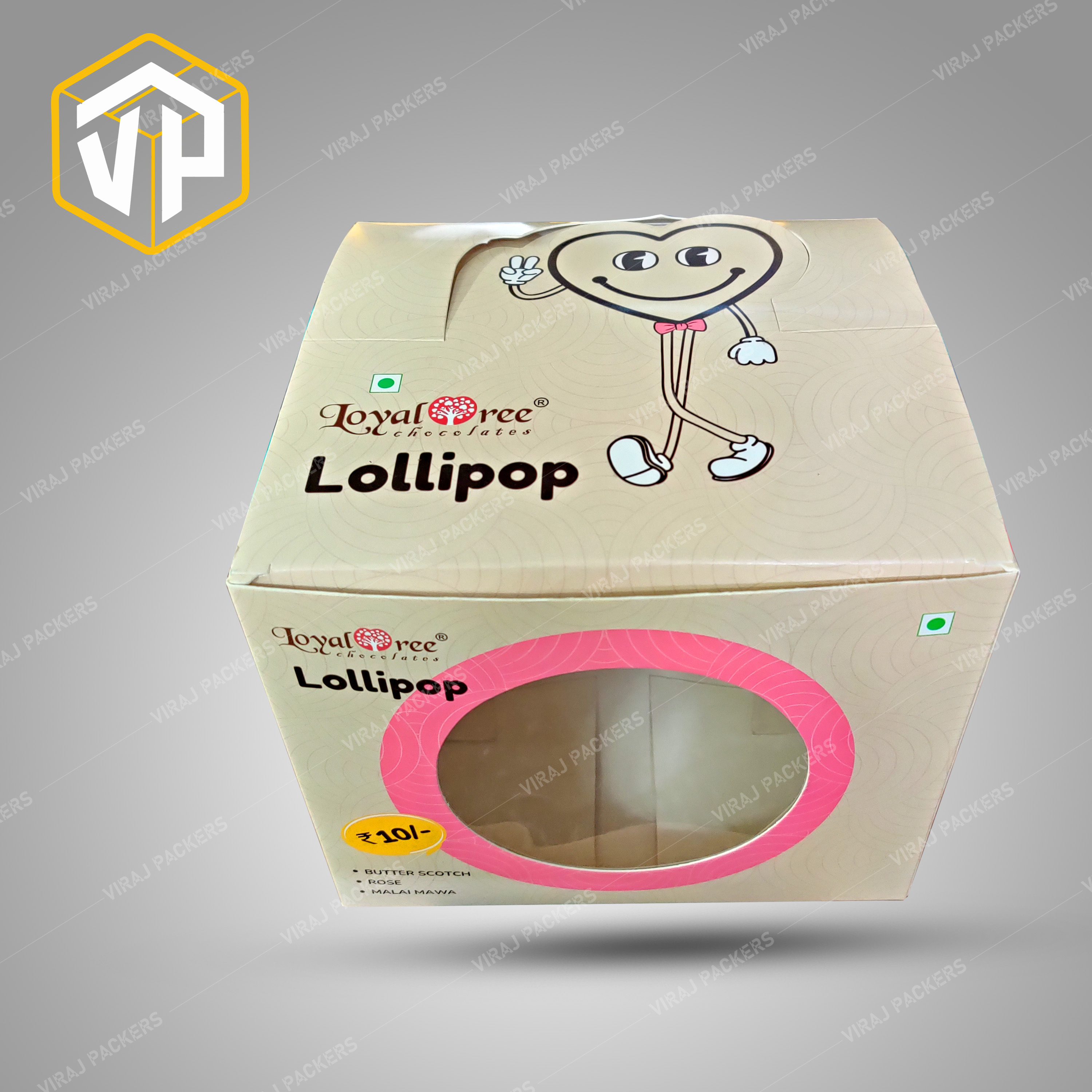 Lollipop / Chocolate Confectionery Packaging Box With Display - Durable Paper, Customized Size, Glossy Lamination, Square Shape | Transparent Window, Customizable Printing, Eco-friendly Design