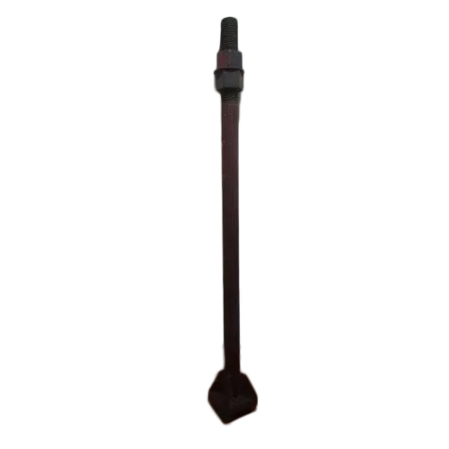 Foundation Bolt With Stiffener Plate - Polished Finish, Round Head Type, Black Color | Industrial Usage, Enhanced Stability and Load Support