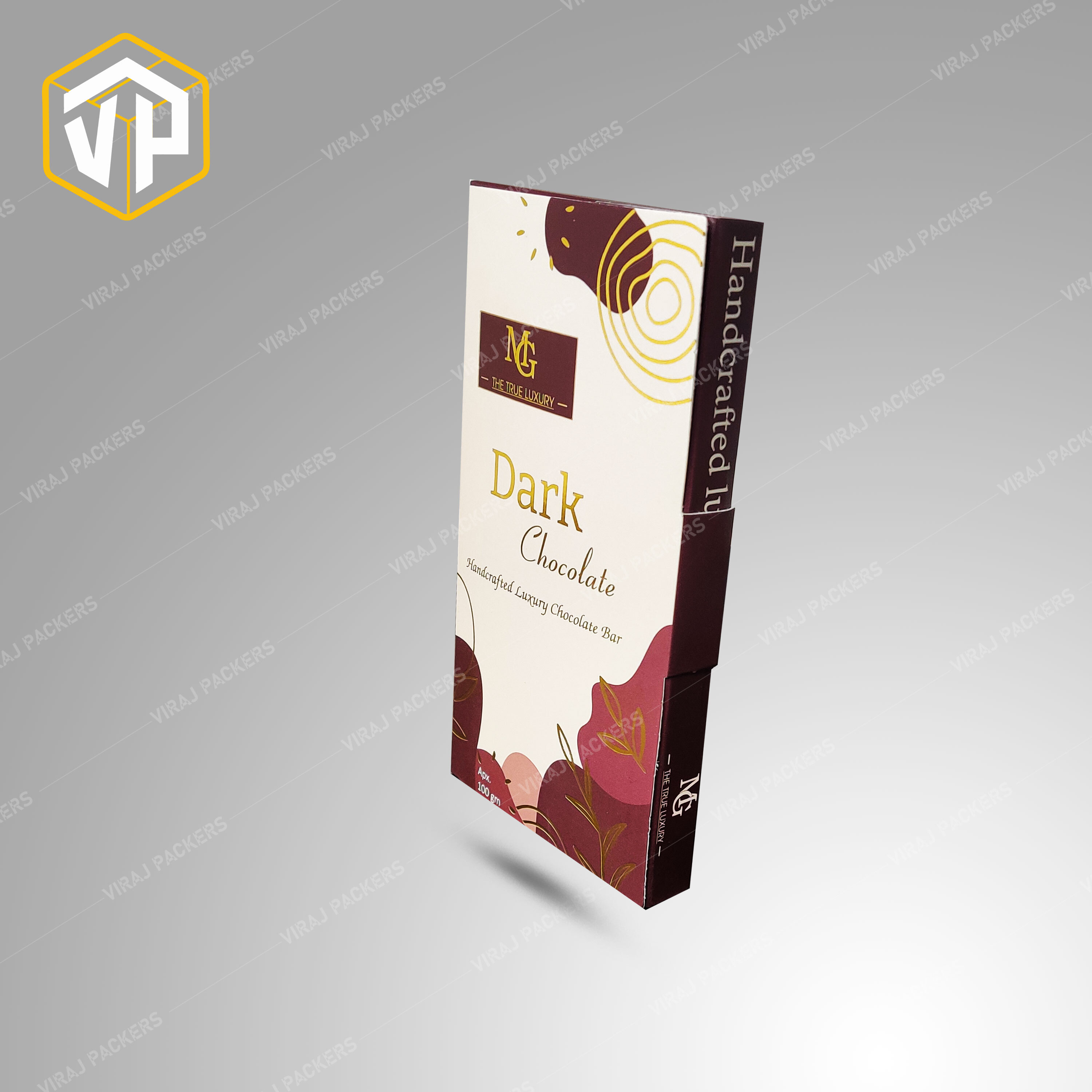 Premium Custom Printed Handmade Chocolate Packaging Box With Golden Foil Stamping - Paper, Customized Size, Glossy Lamination | Uv Offset Printing, Rectangular Shape, Elegant Presentation
