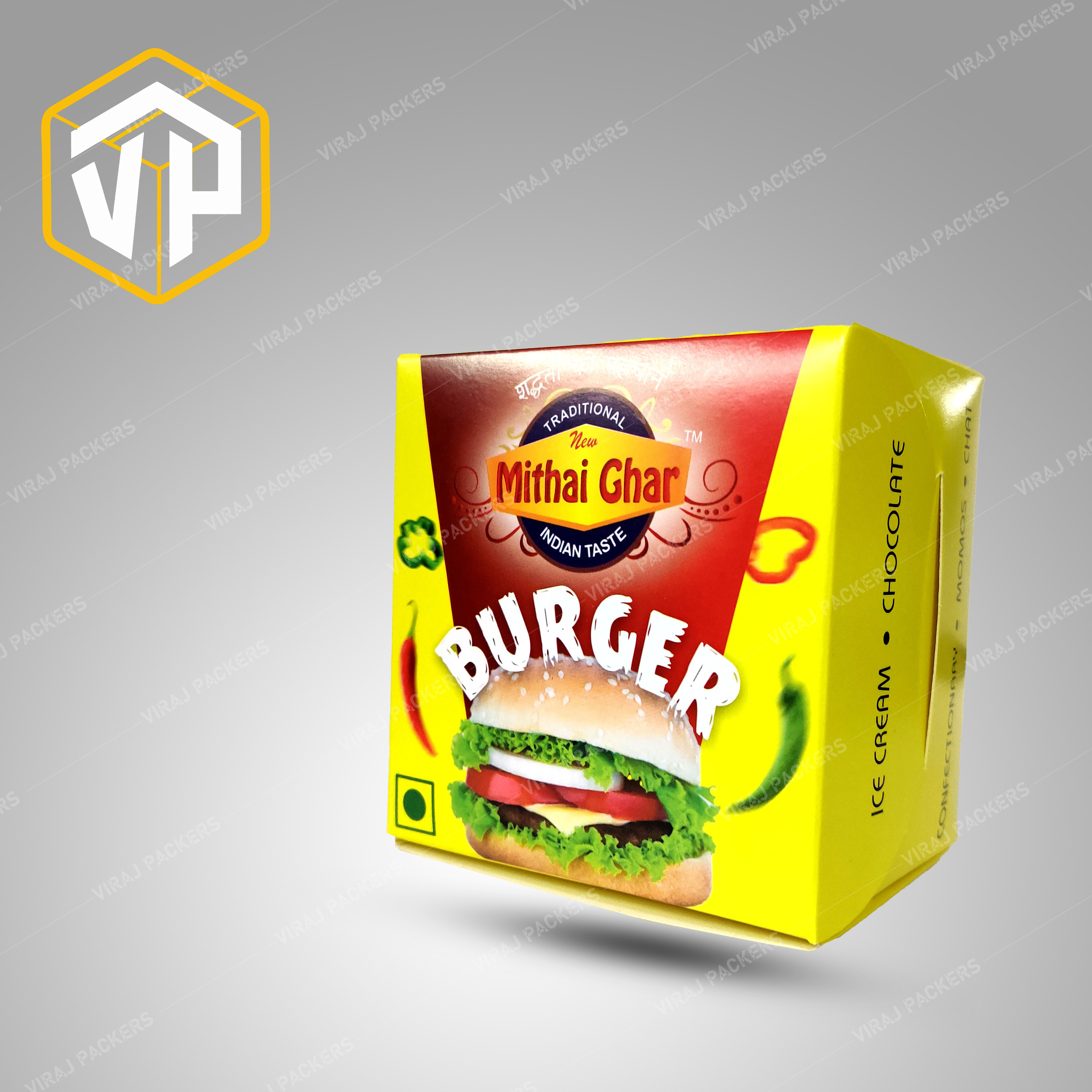 Burger Box Packaging Design - Eco-friendly Paper, Custom Size, Square Shape | Glossy Lamination, Secure Closure For Fresh And Stylish Presentation