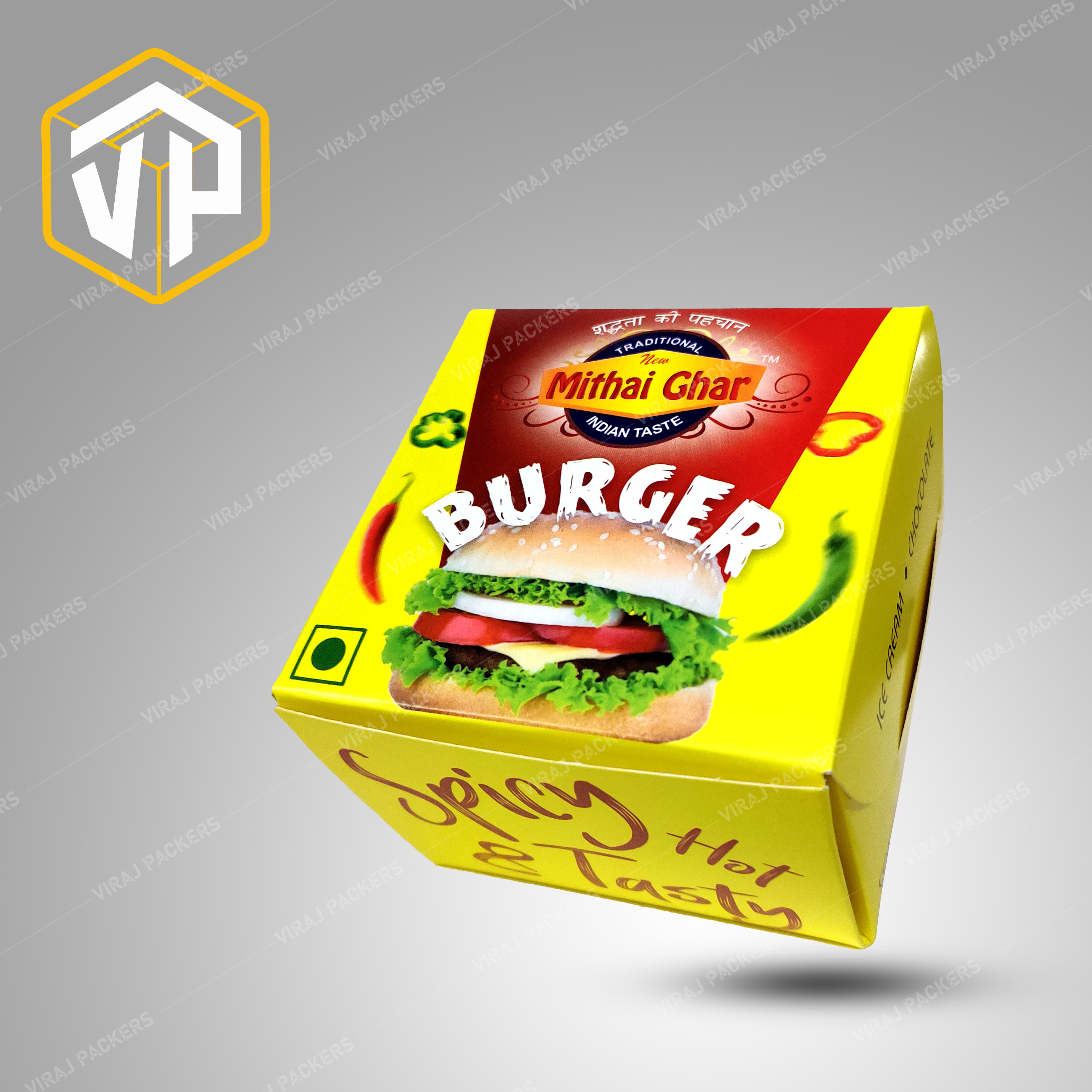 Burger Box Packaging Design - Eco-friendly Paper, Custom Size, Square Shape | Glossy Lamination, Secure Closure For Fresh And Stylish Presentation