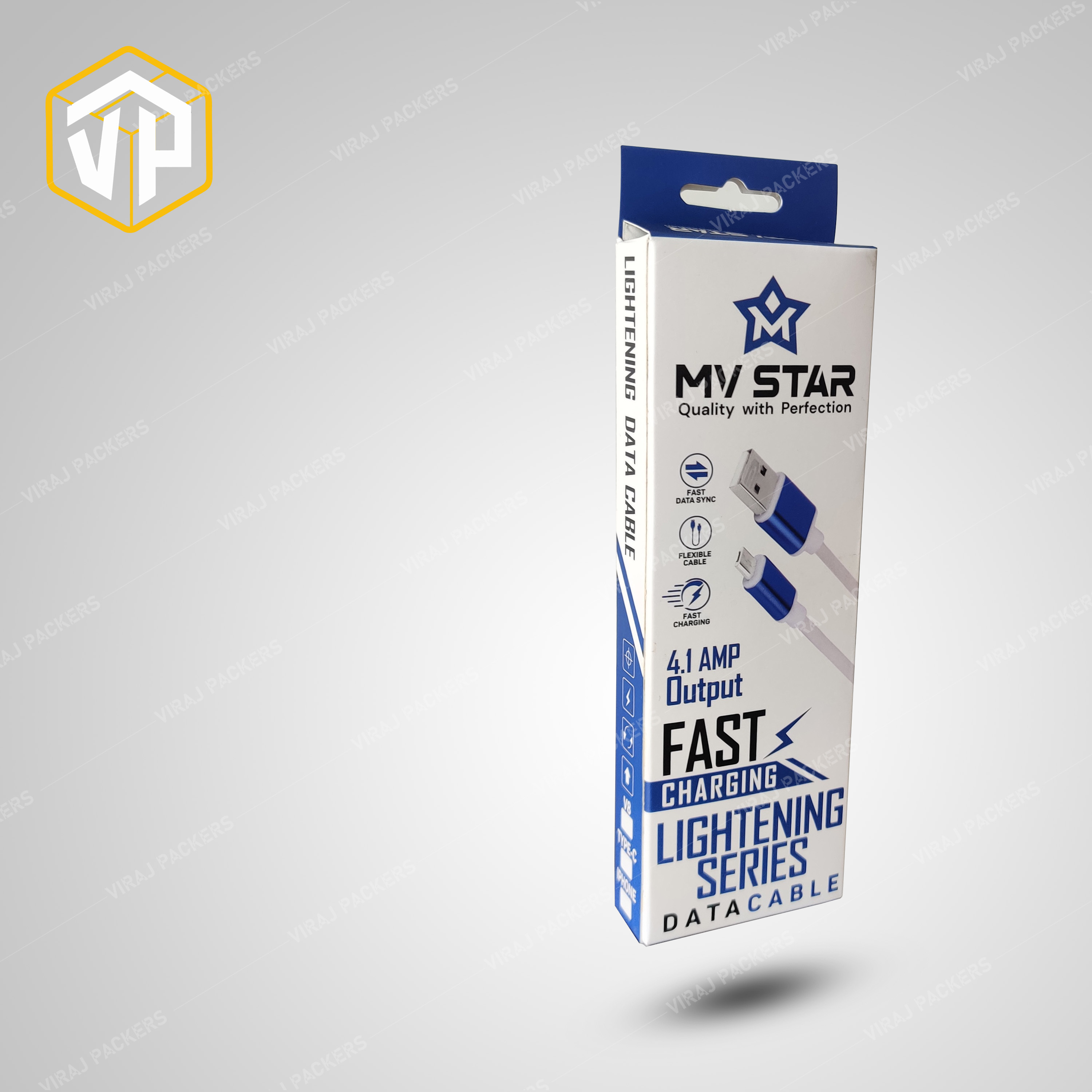Custom Print Data Cable Packaging Box - Sturdy Material, Customized Size, Glossy Lamination , Secure Closure For Enhanced Product Visibility