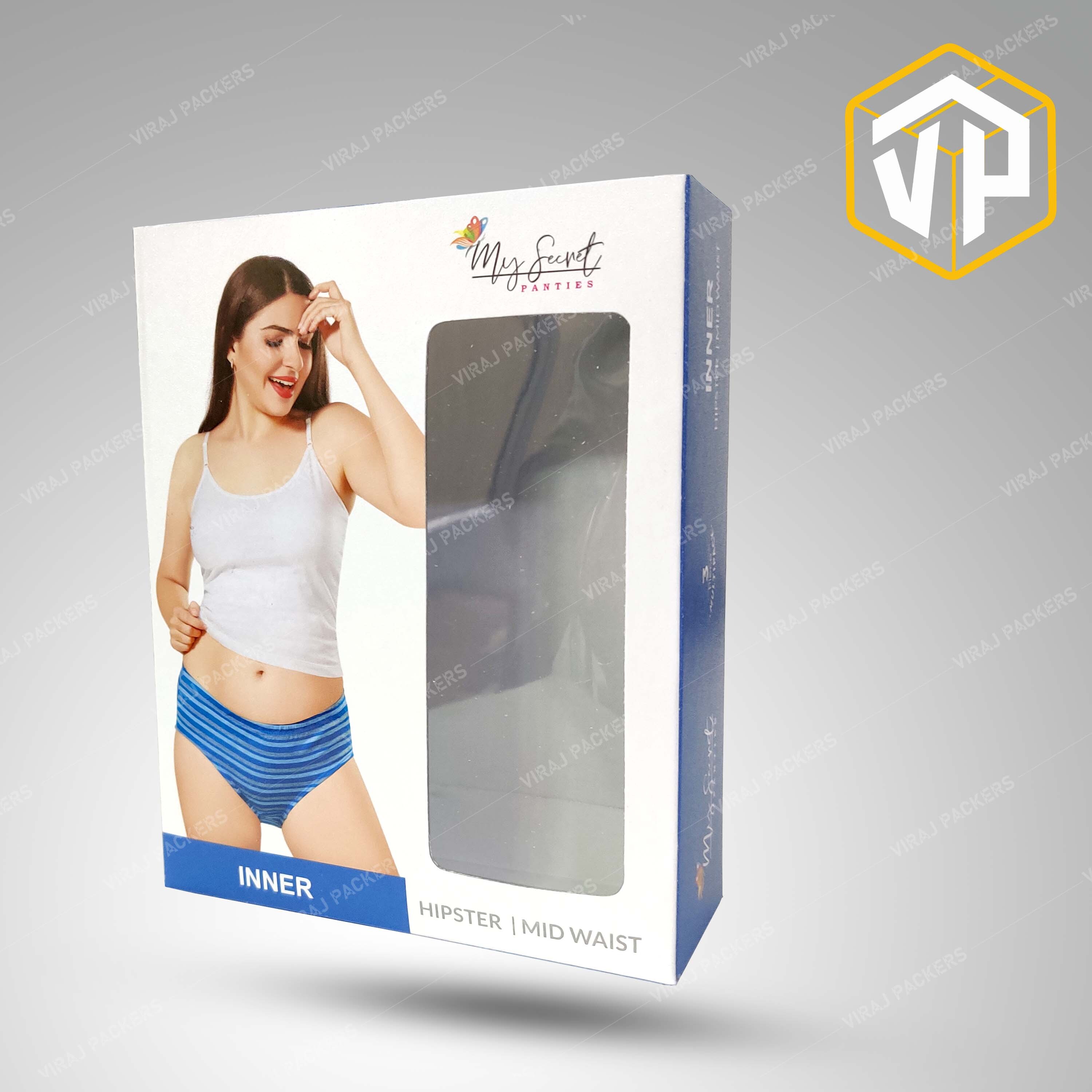 Undergarment Packaging Boxes With Window Cut - Paper Material, Customized Size, Rectangular Shape, Glossy Lamination Finish | Secure Closures, Eco-friendly Options, Enhanced Product Visibility