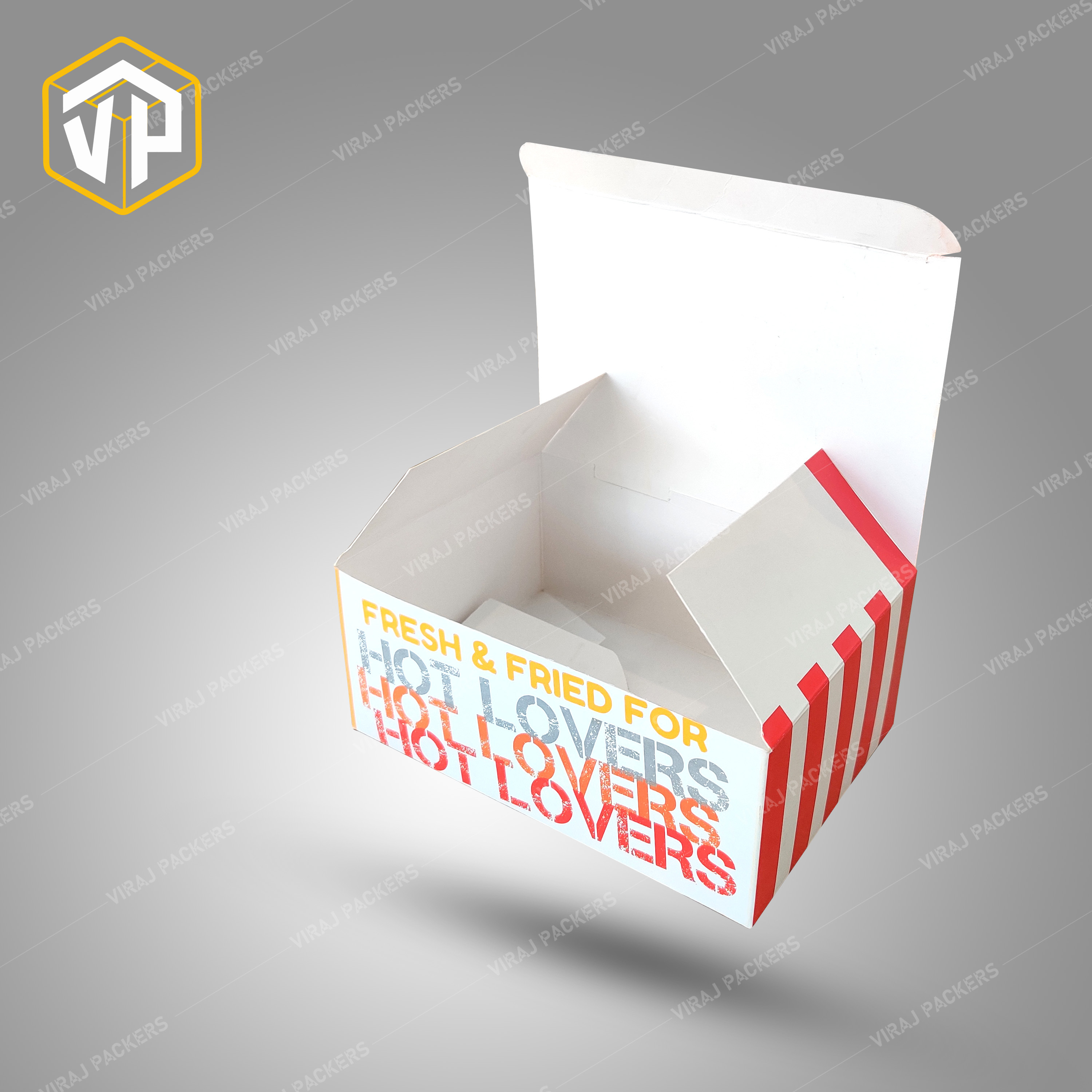 Printed Fried Chicken Packaging Box - Paper Material, Customized Size, Glossy Lamination Finish | Secure Closure, Eco-friendly Option Available, Vibrant Uv Offset Print