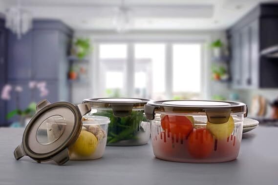 3 Piece Airtight Container - Plastic | 31l X 10w X 8h Centimeters, Gray Color, Reusable Food Storage Solution