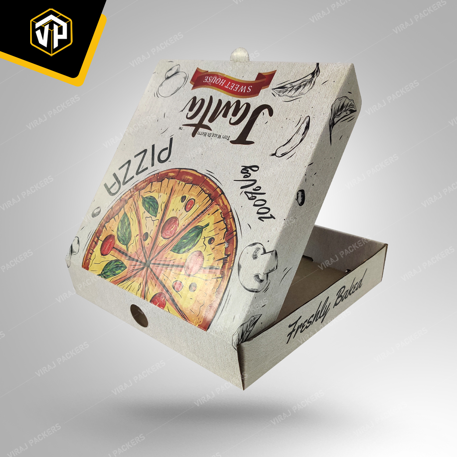 Seven Inch Pizza Packaging Box With Custom Printing - Durable Food-grade Paper Material, Customized Size & Design | Eco-friendly, Glossy Lamination, Uv Offset Printing