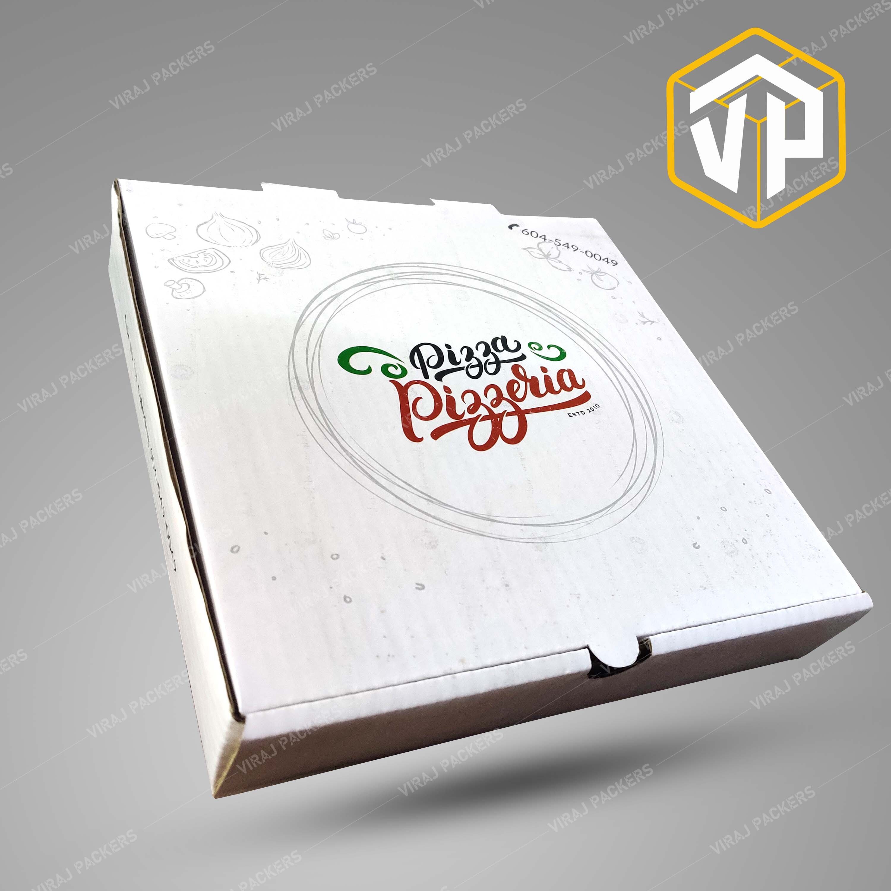 10 Inch Square Pizza Box With Customized Printing - Paper, 10x10 Inches, Glossy Lamination, Uv Offset Printing | Eco-friendly, Custom Designs For Food Delivery