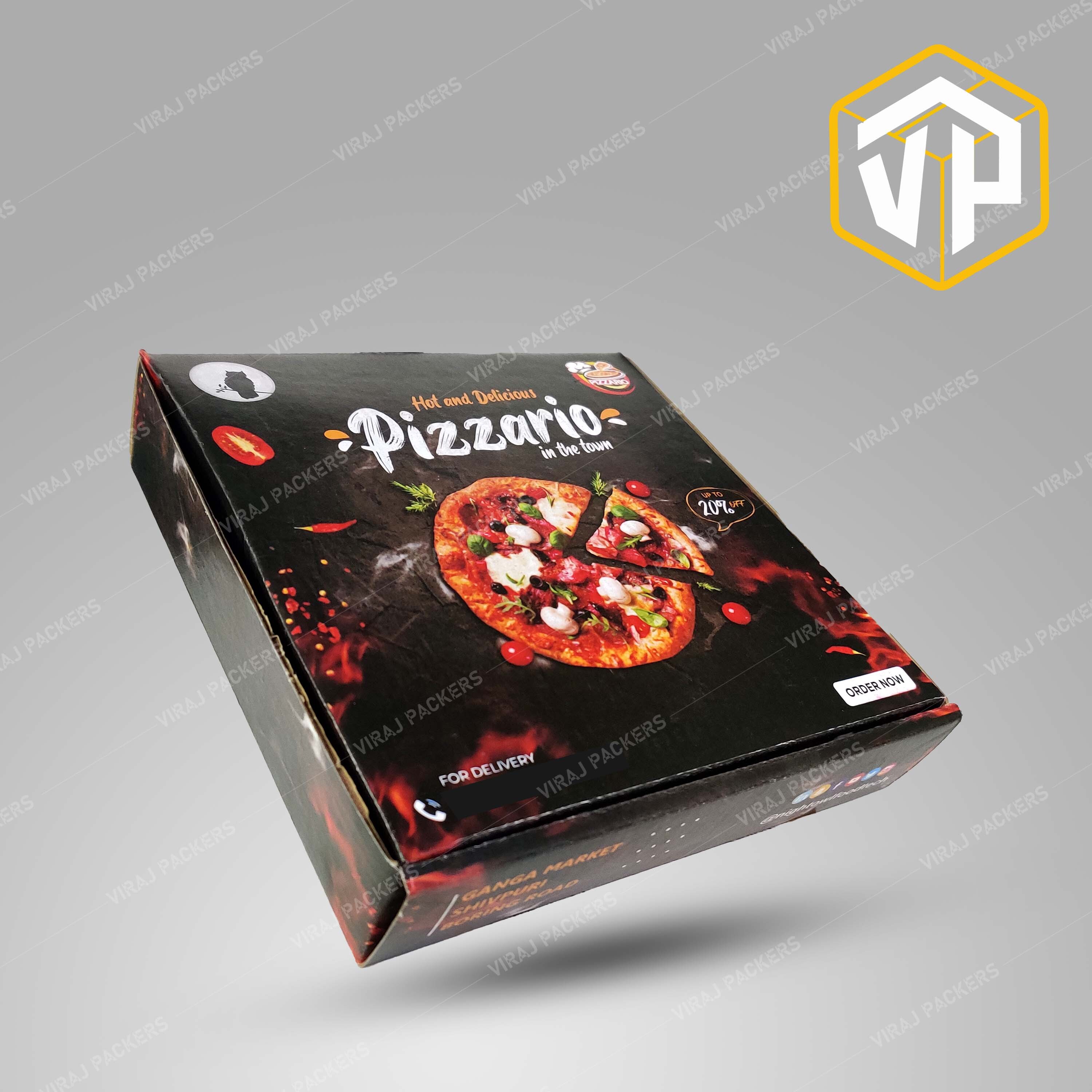 10 Inch Square Pizza Box With Customized Printing - Paper, 10x10 Inches, Glossy Lamination, Uv Offset Printing | Eco-friendly, Custom Designs For Food Delivery