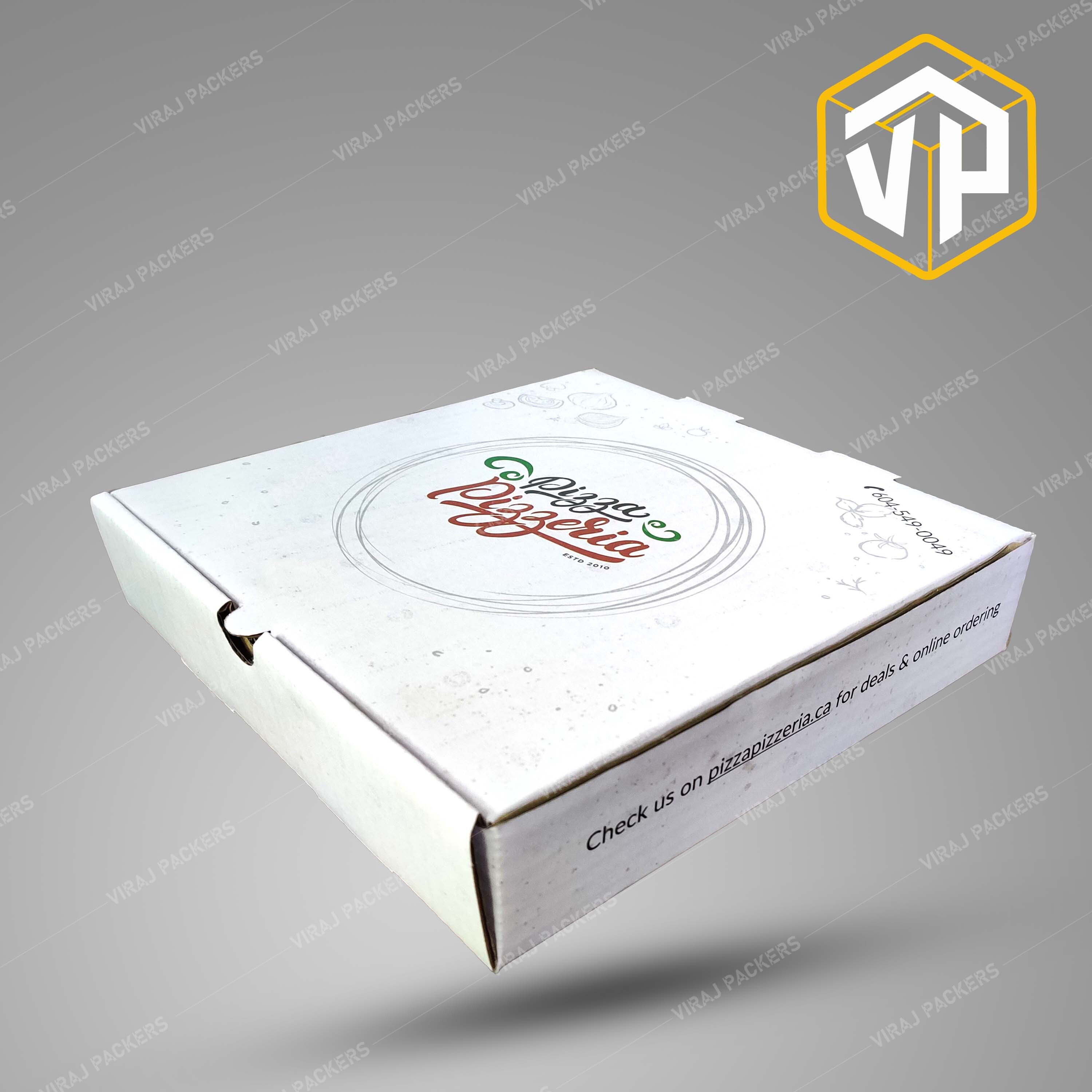 10 Inch Square Pizza Box With Customized Printing - Paper, 10x10 Inches, Glossy Lamination, Uv Offset Printing | Eco-friendly, Custom Designs For Food Delivery