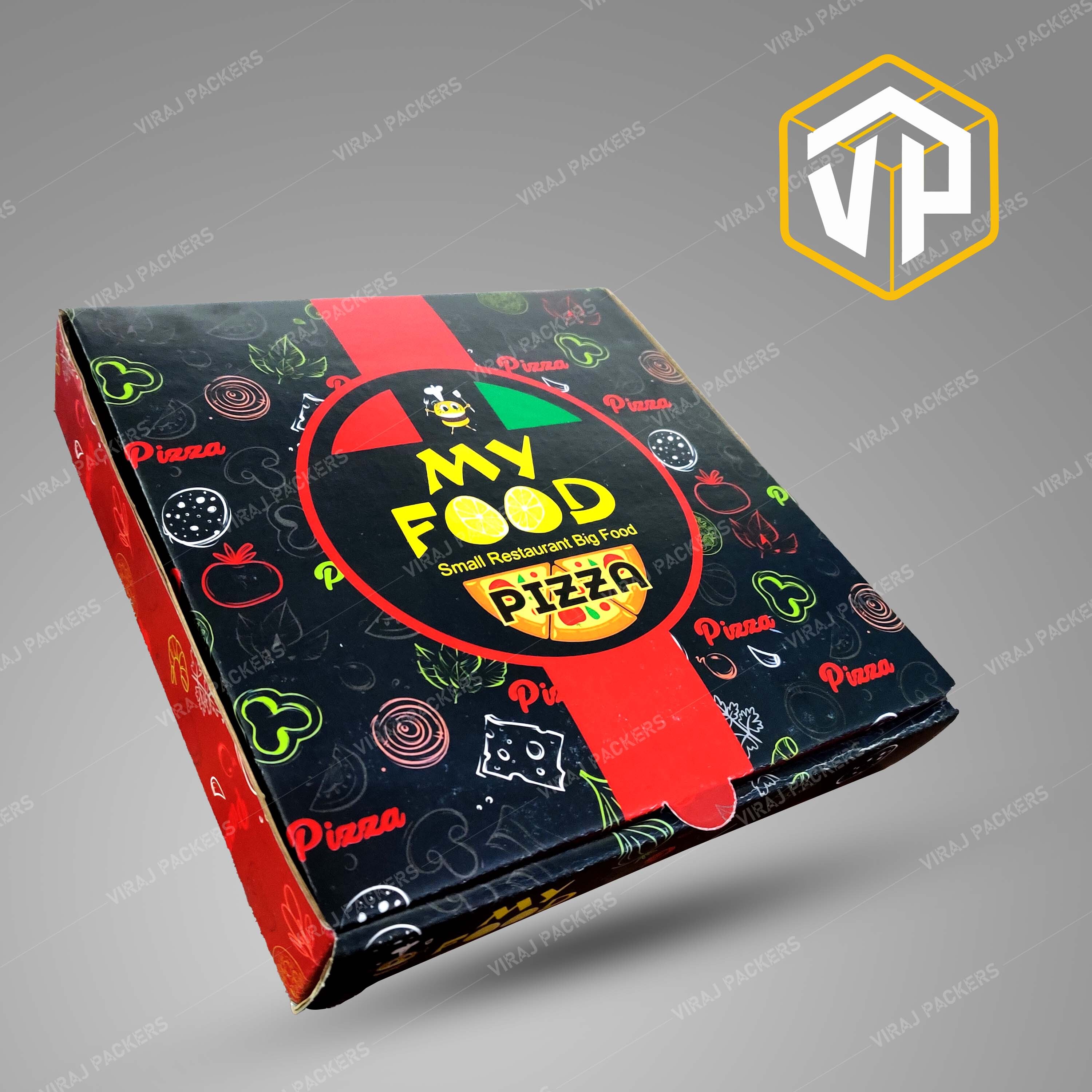 11 Inch Custom Printed Square Pizza Packaging Box - Paper Material, 11x11x1.5 Inches, Glossy Lamination | Customizable Designs, Eco-friendly Options