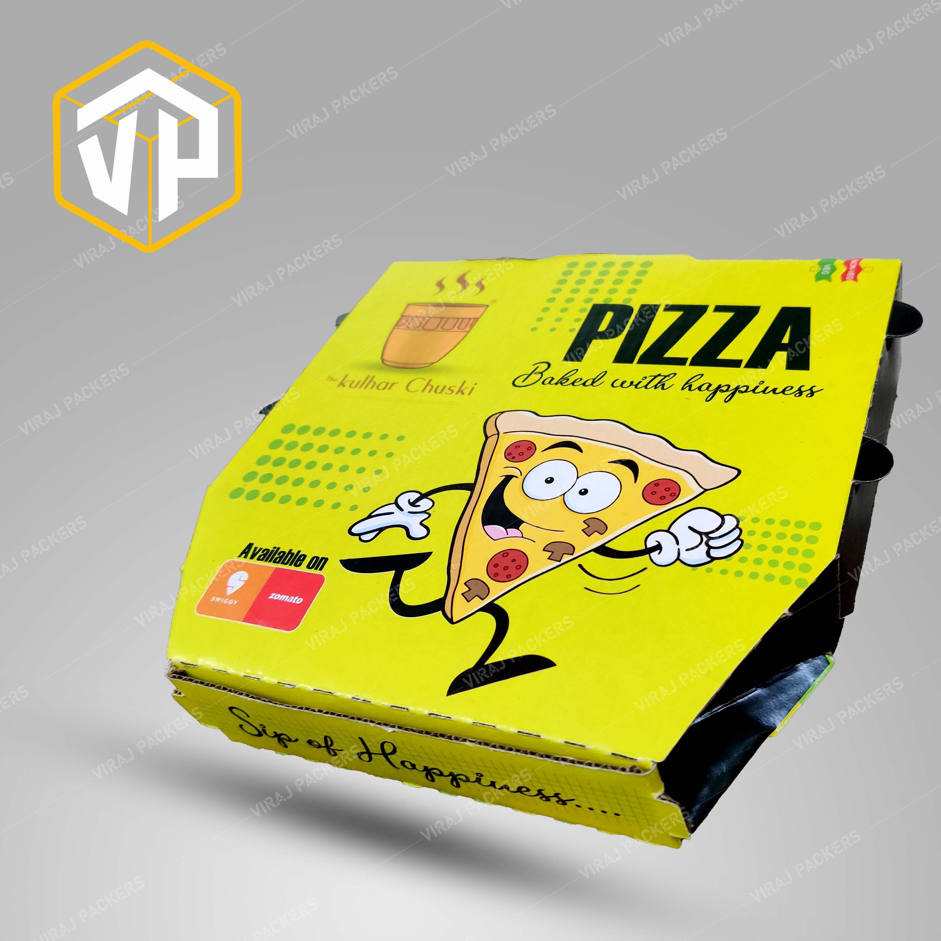 Dimond Pizza Box With Customized Printing - Food-grade Paper, Custom Size, Glossy Lamination, Uv Offset Printing | Eco-friendly, Vibrant Graphics, Unique Design