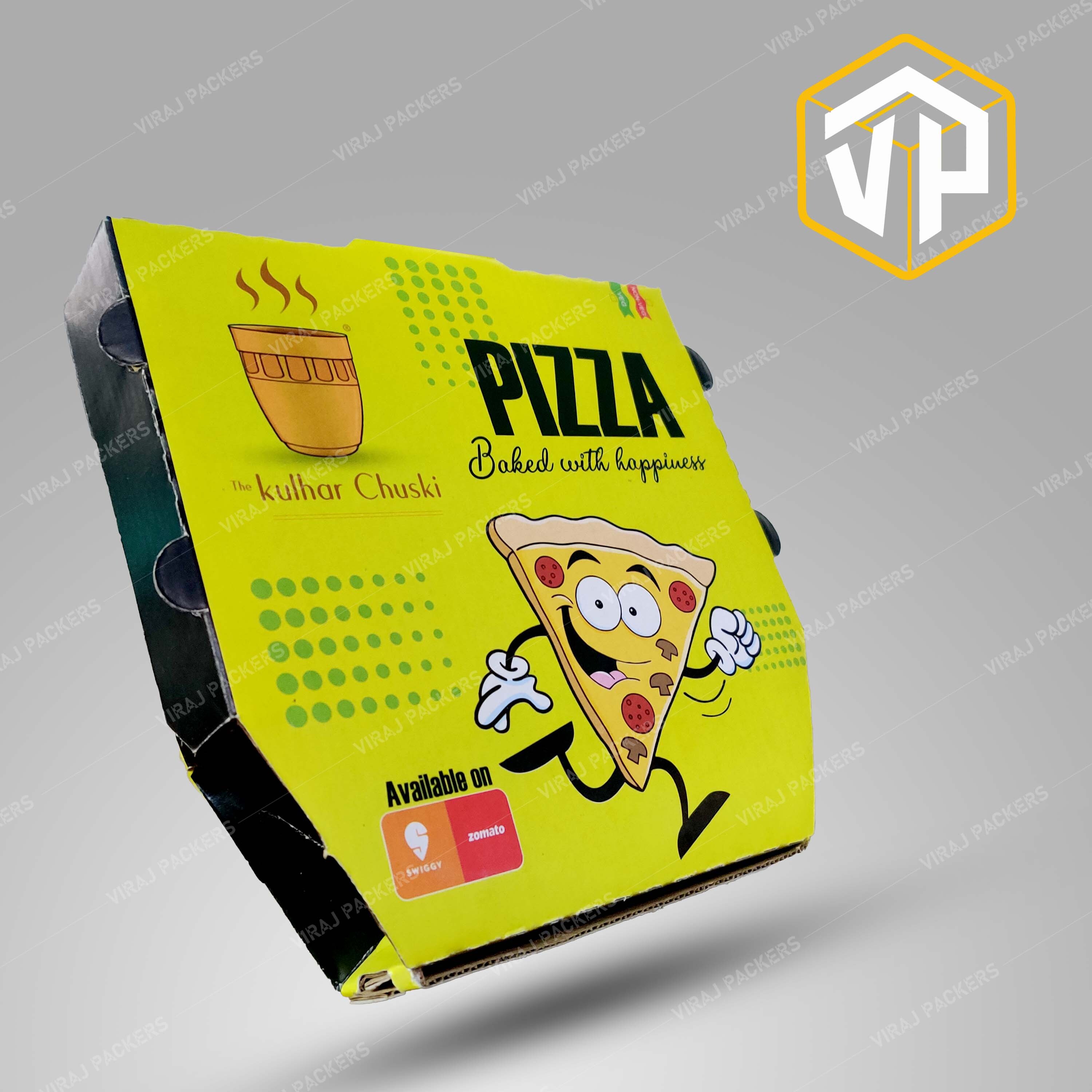 Dimond Pizza Box With Customized Printing - Food-grade Paper, Custom Size, Glossy Lamination, Uv Offset Printing | Eco-friendly, Vibrant Graphics, Unique Design