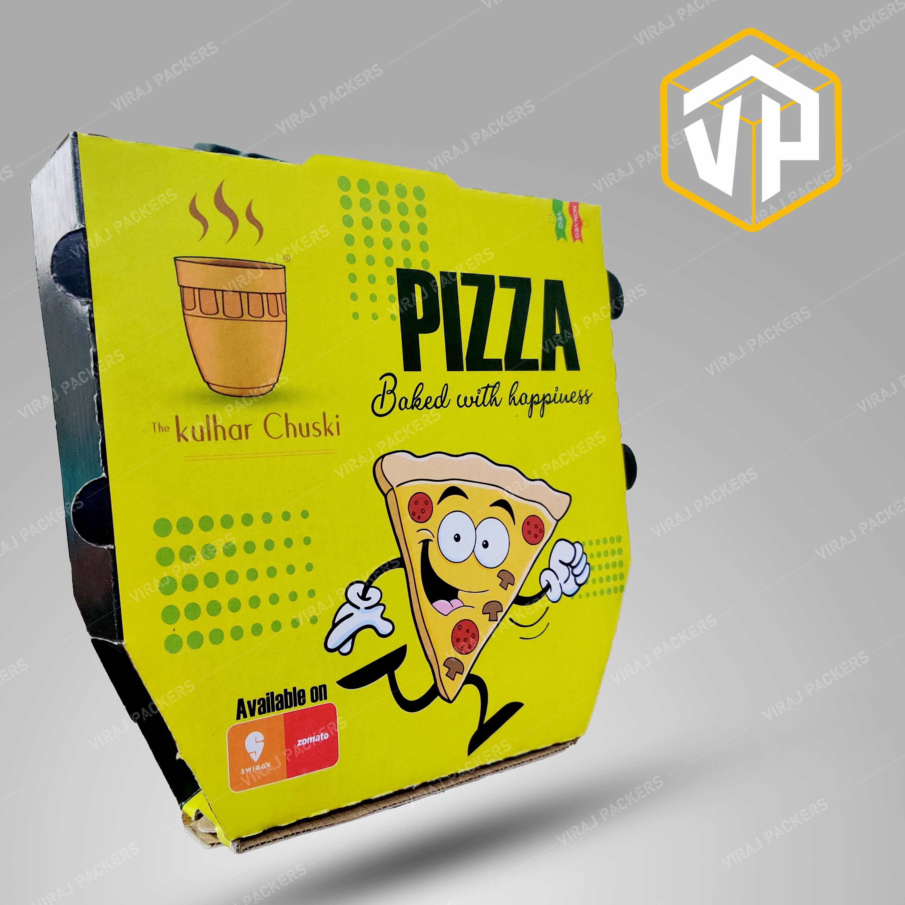 Dimond Pizza Box With Customized Printing - Food-grade Paper, Custom Size, Glossy Lamination, Uv Offset Printing | Eco-friendly, Vibrant Graphics, Unique Design