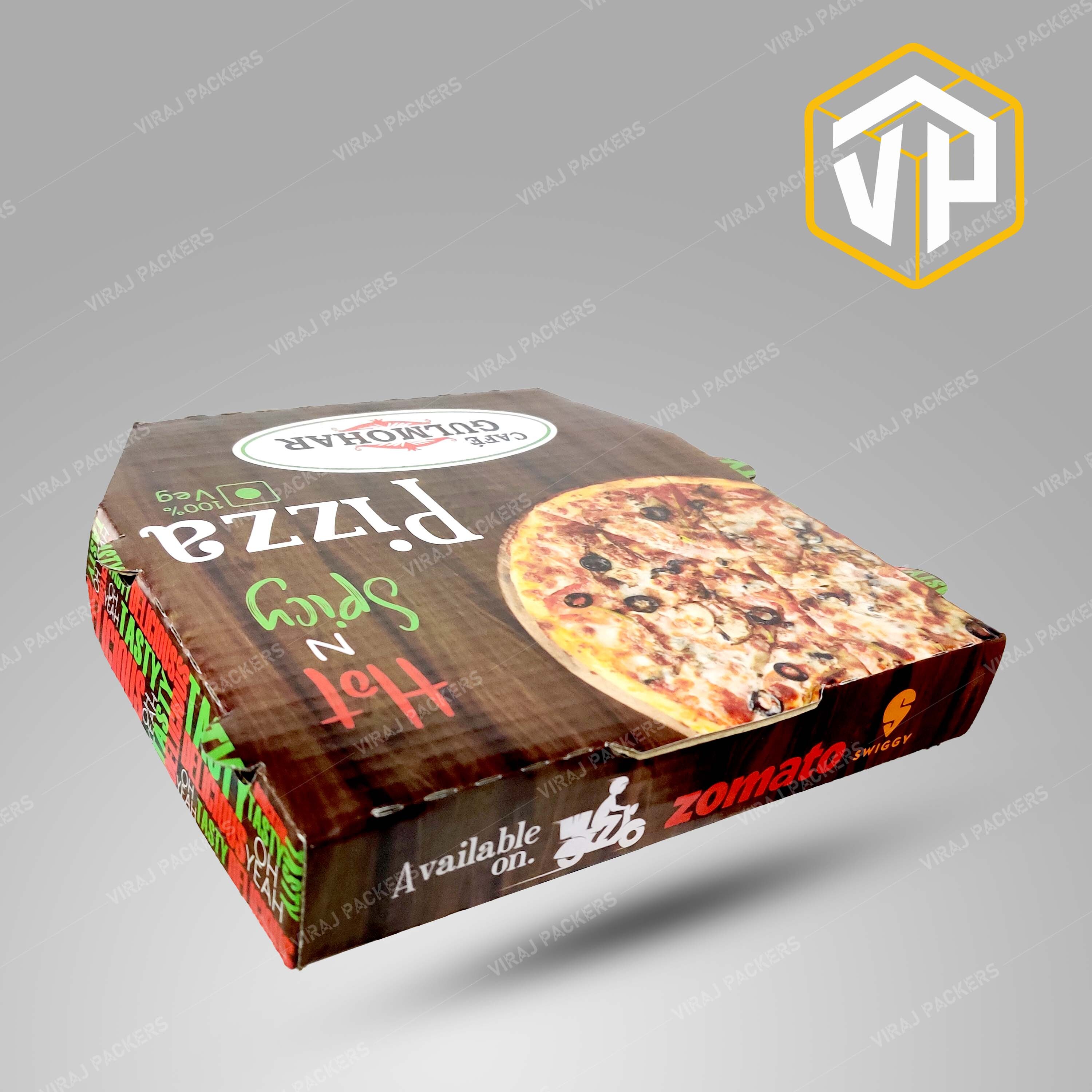 9 Inch Diamond Shape Custom Printed Pizza Packaging Box