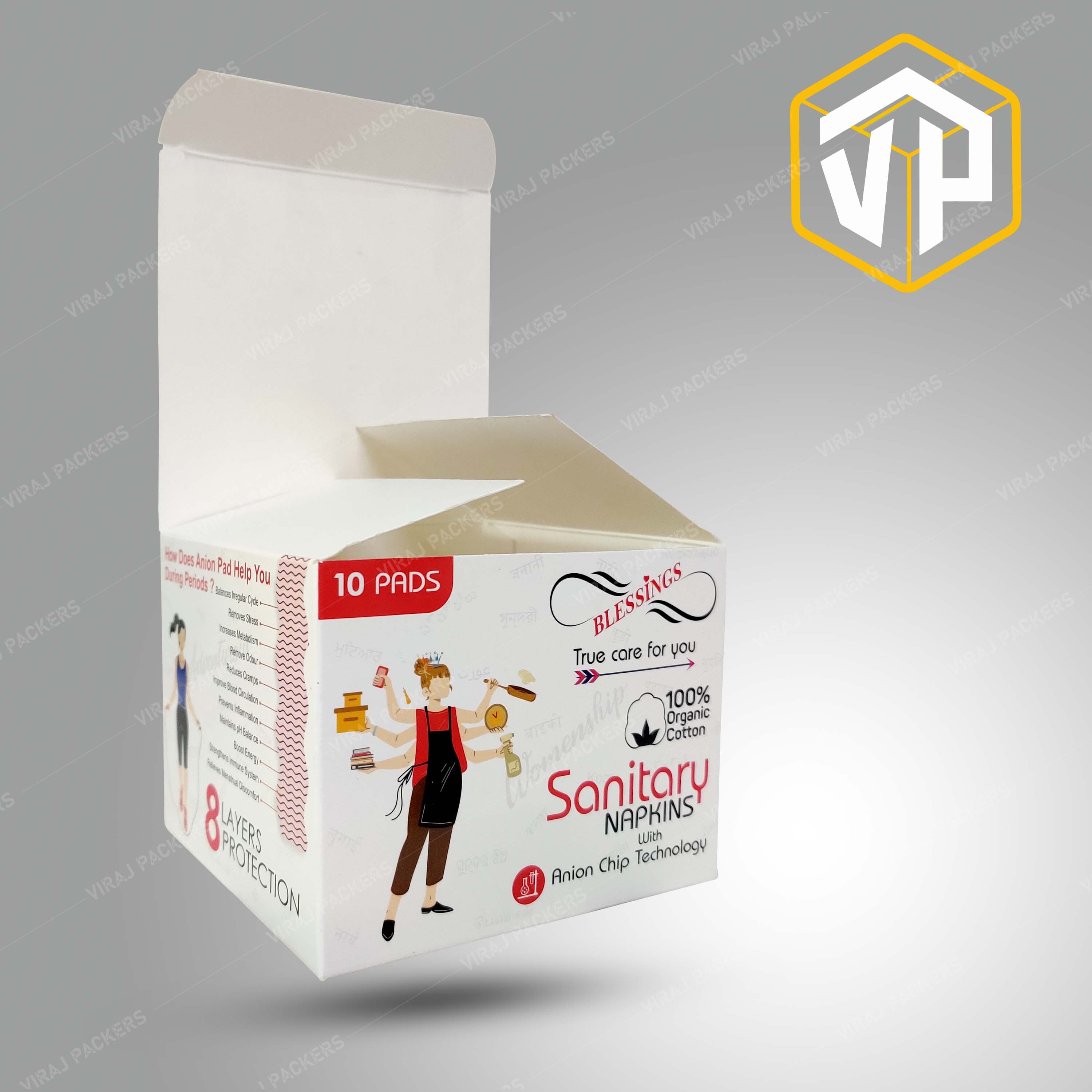 Primium Quality Sanitary Packaging Box - Paper, Customized Size, Square Shape | Glossy Lamination, Uv Offset Printing, Customizable Design