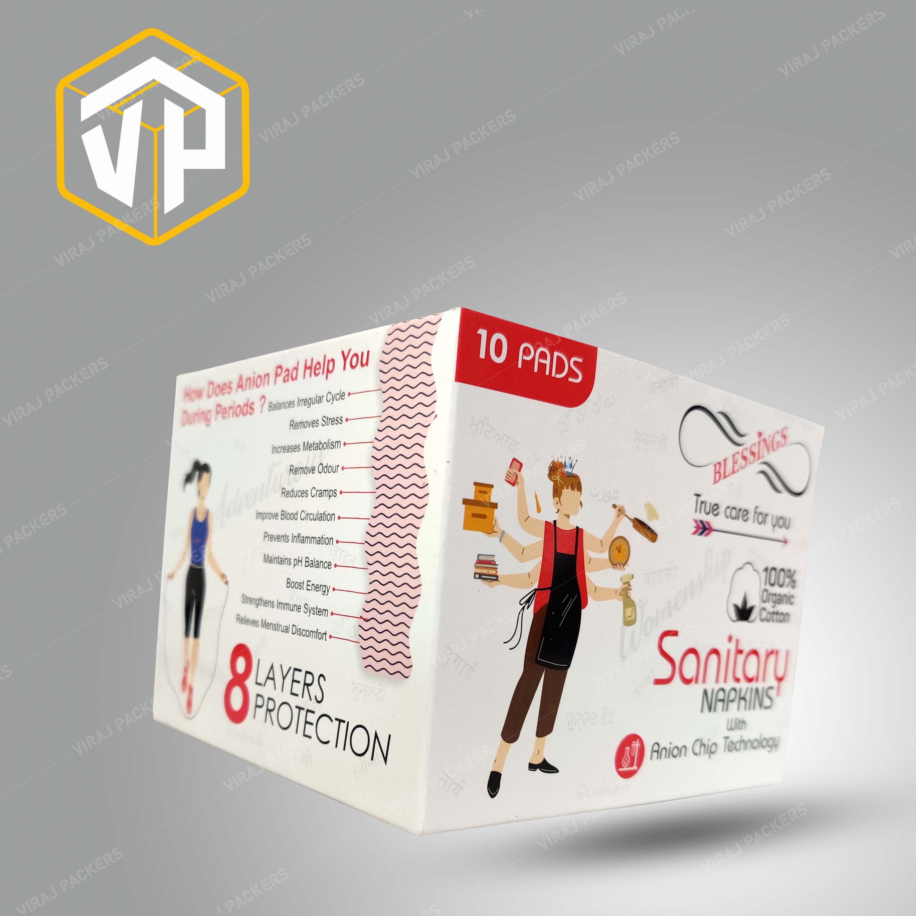 Primium Quality Sanitary Packaging Box - Paper, Customized Size, Square Shape | Glossy Lamination, Uv Offset Printing, Customizable Design