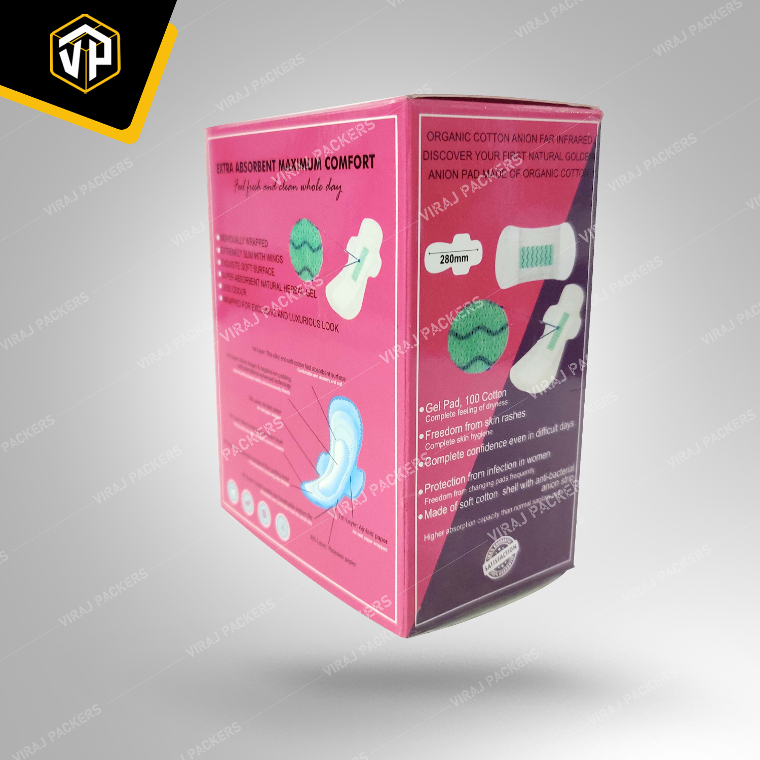 Customize Printed Sanitary Pads Packaging Box - Paper Material, Customized Size , Glossy Lamination With Uv Offset Printing Features For Secure Storage