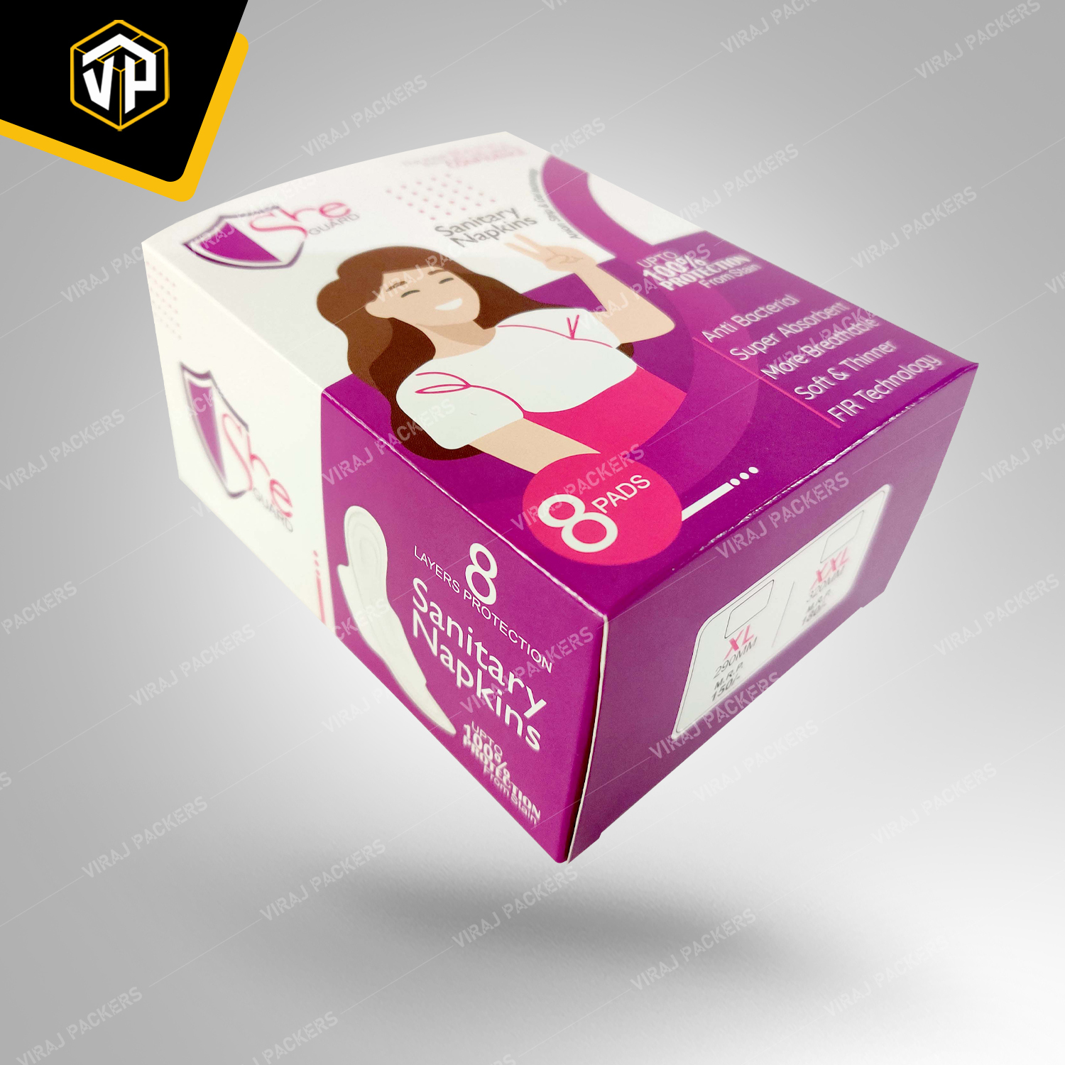 Sanitary Napkins Customized Packaging Boxes - Paper Material, Customized Size, Glossy Lamination, Uv Offset Printing, Secure & Trustworthy Presentation