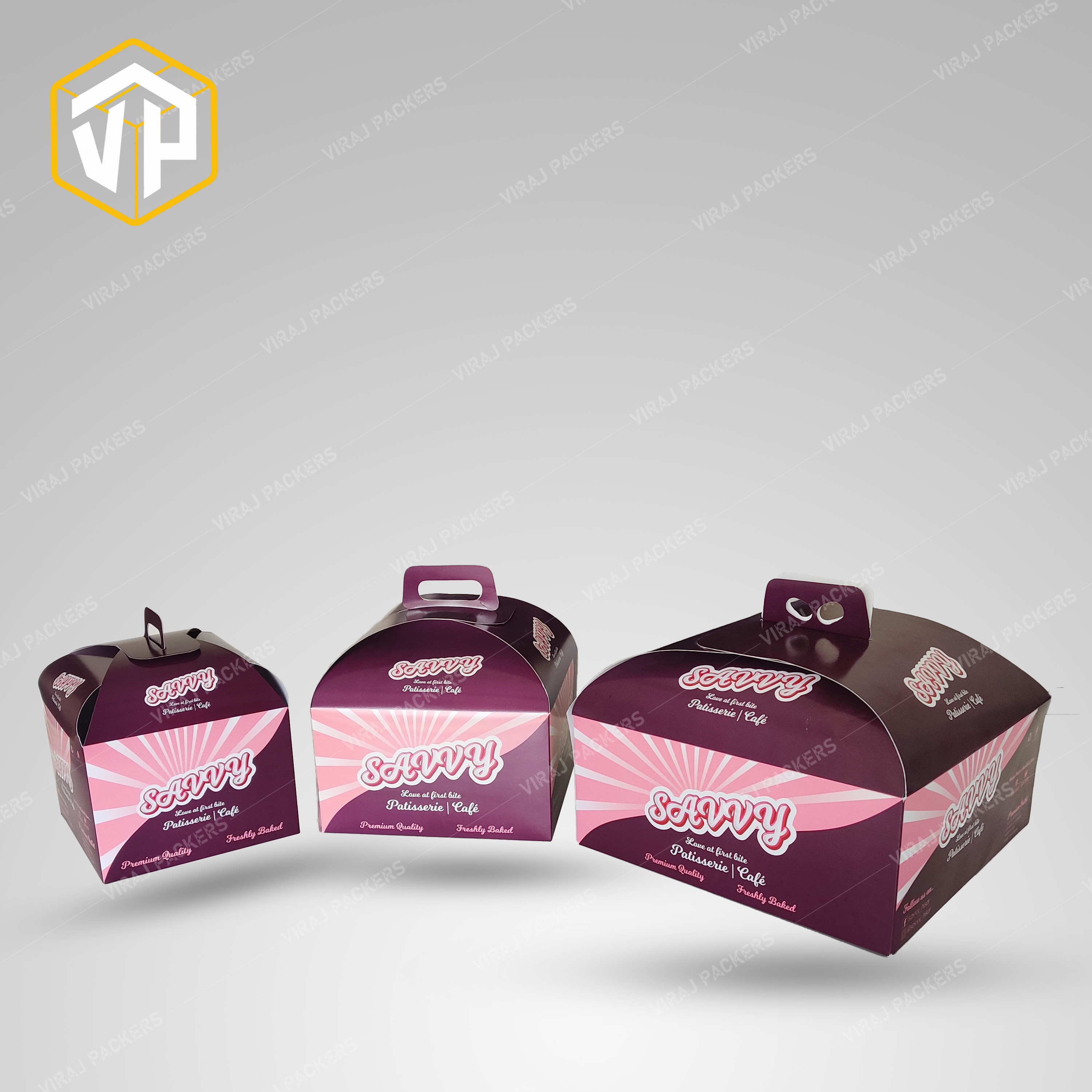 Handle Cake Box - High-quality Paper, Customized Size And Design | Glossy Lamination, Uv Offset Printing For Elegant Cake Packaging