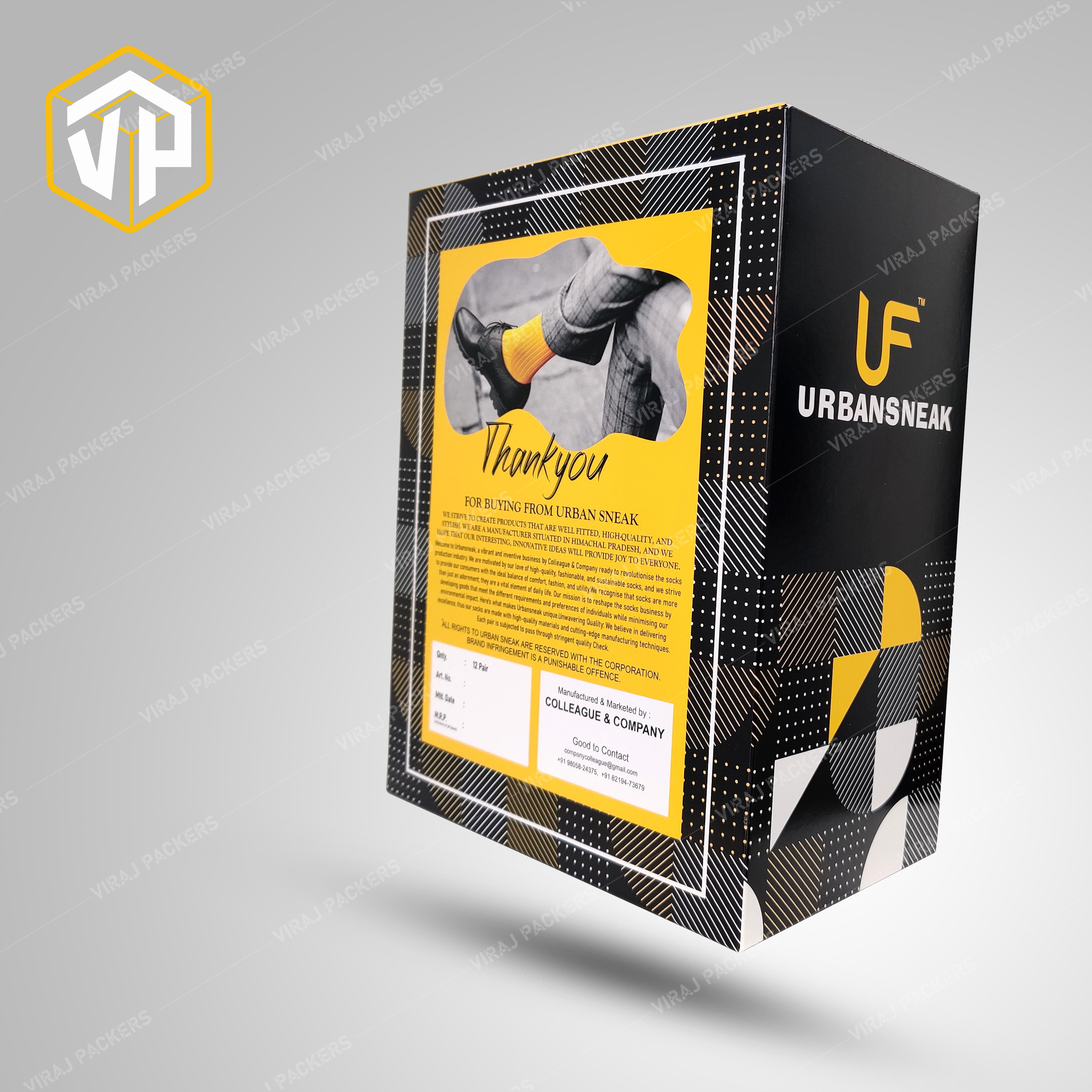 Premium Multicolor Sock Packaging Box With Display - High-quality Material, Customizable Size And Design , Glossy Laminate Finish For Stylish Protection