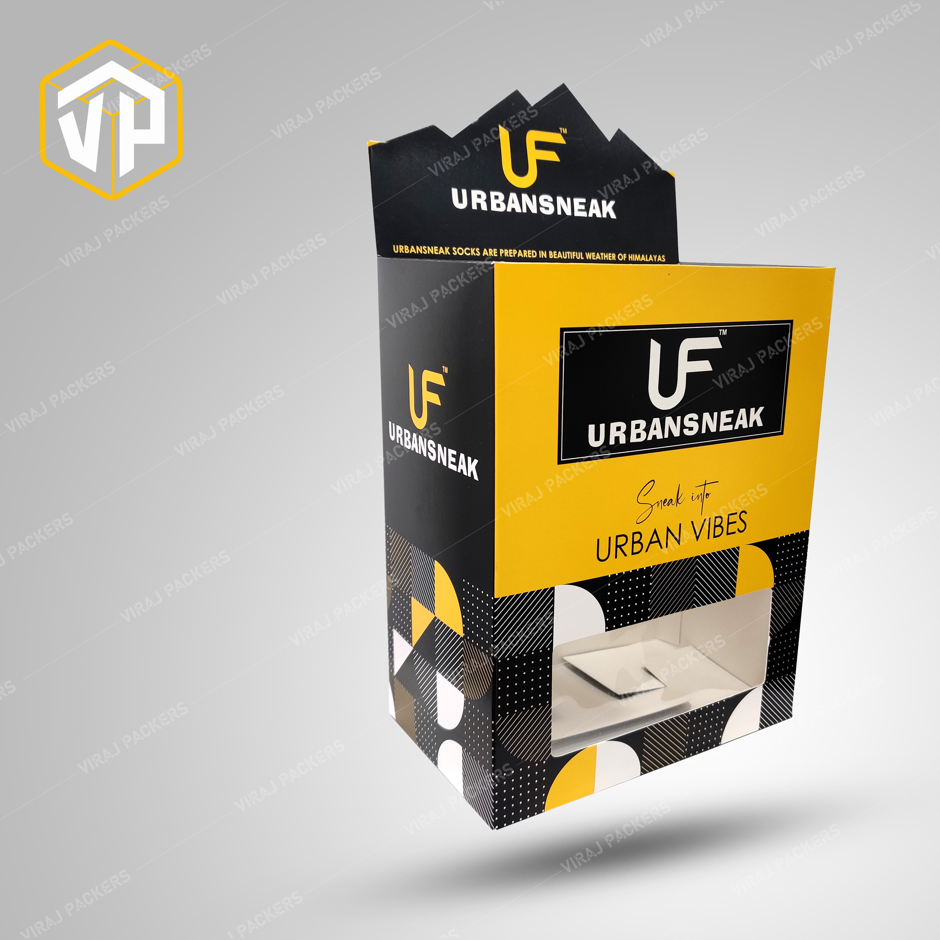 Premium Multicolor Sock Packaging Box With Display - High-quality Material, Customizable Size And Design , Glossy Laminate Finish For Stylish Protection