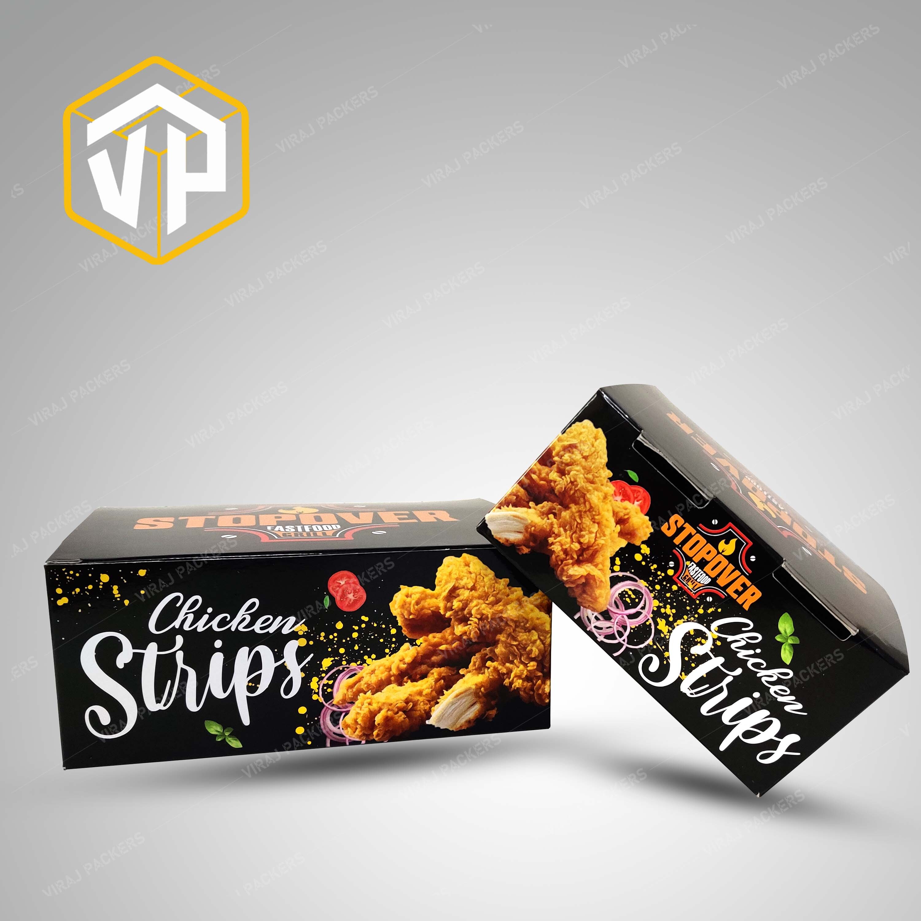 Chicken Popcorn Packaging Box - Paper, Customized Size, Glossy Lamination | Food-grade, Grease-resistant Materials, Attractive Branding