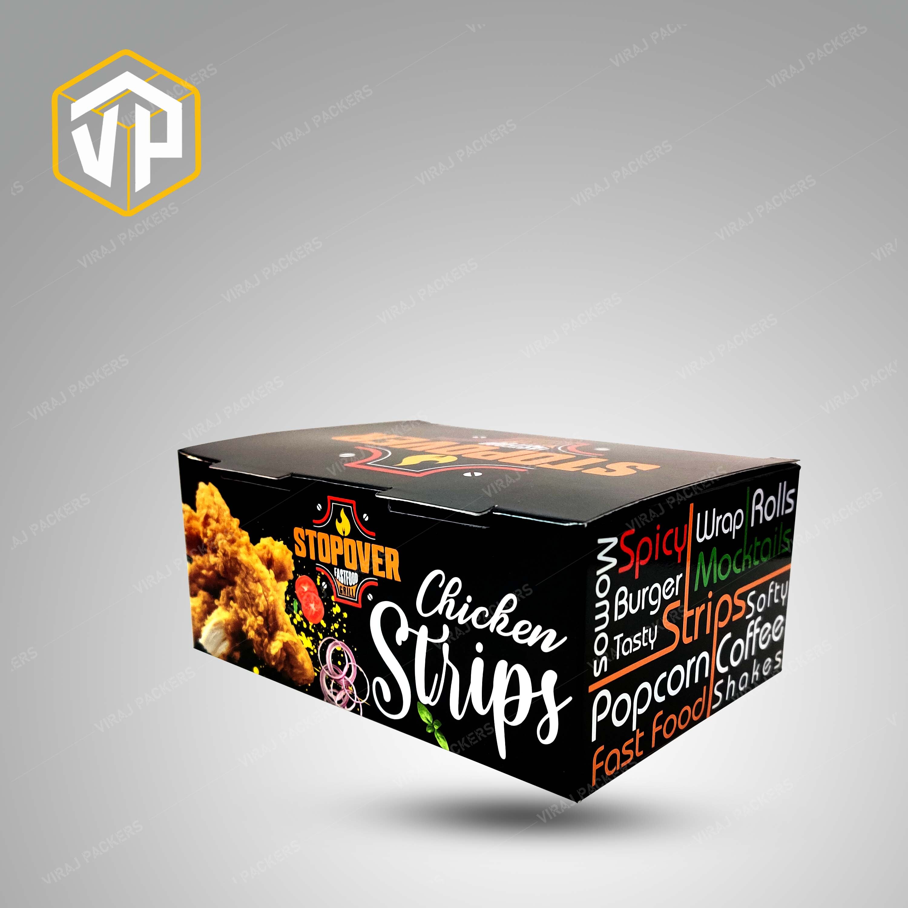Fried Chicken Paper Packaging Box With Custom Printing - Food-grade Paper, Customized Size, Glossy Lamination , Grease-resistant Finish, Uv Offset Printing