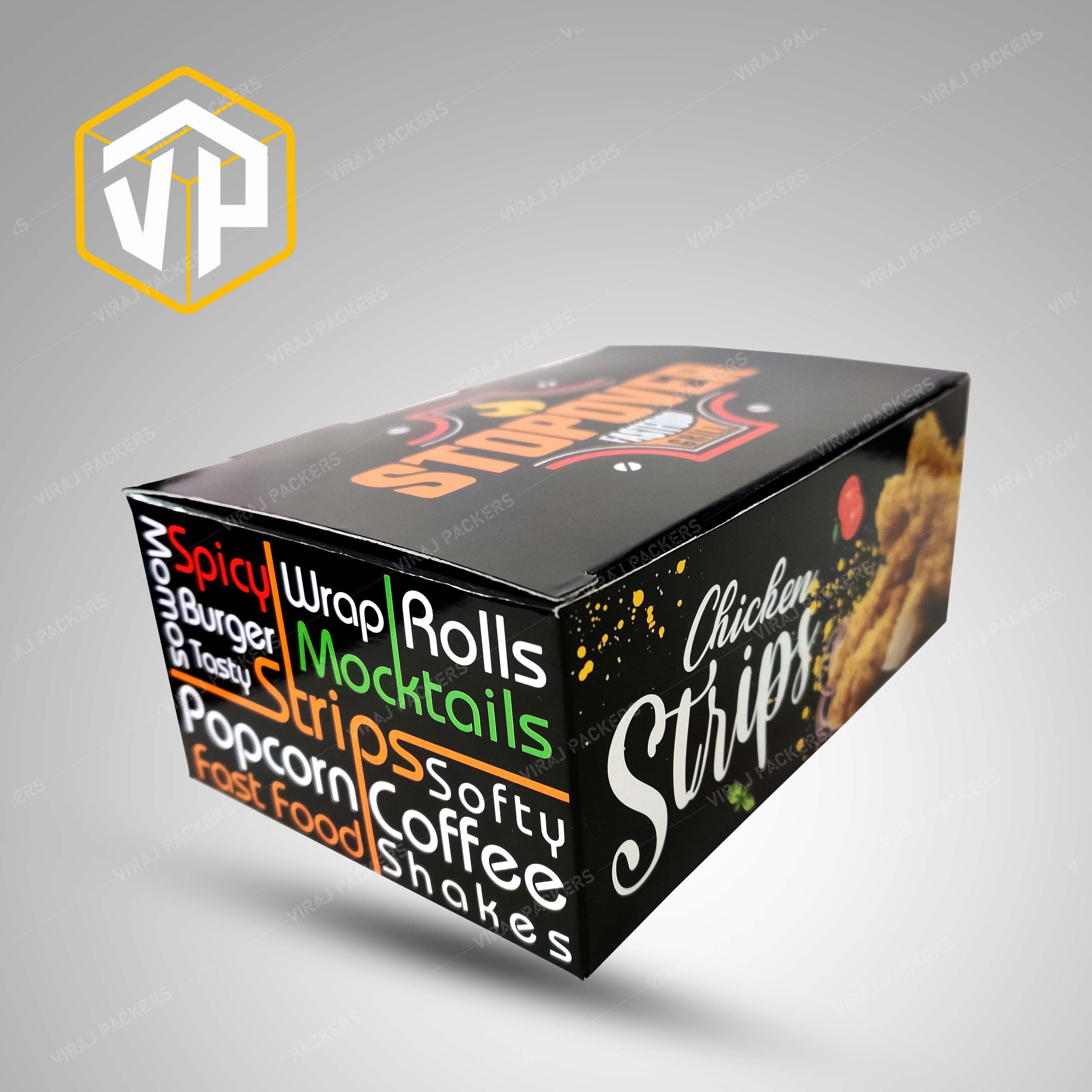 Fried Chicken Paper Packaging Box With Custom Printing - Food-grade Paper, Customized Size, Glossy Lamination , Grease-resistant Finish, Uv Offset Printing