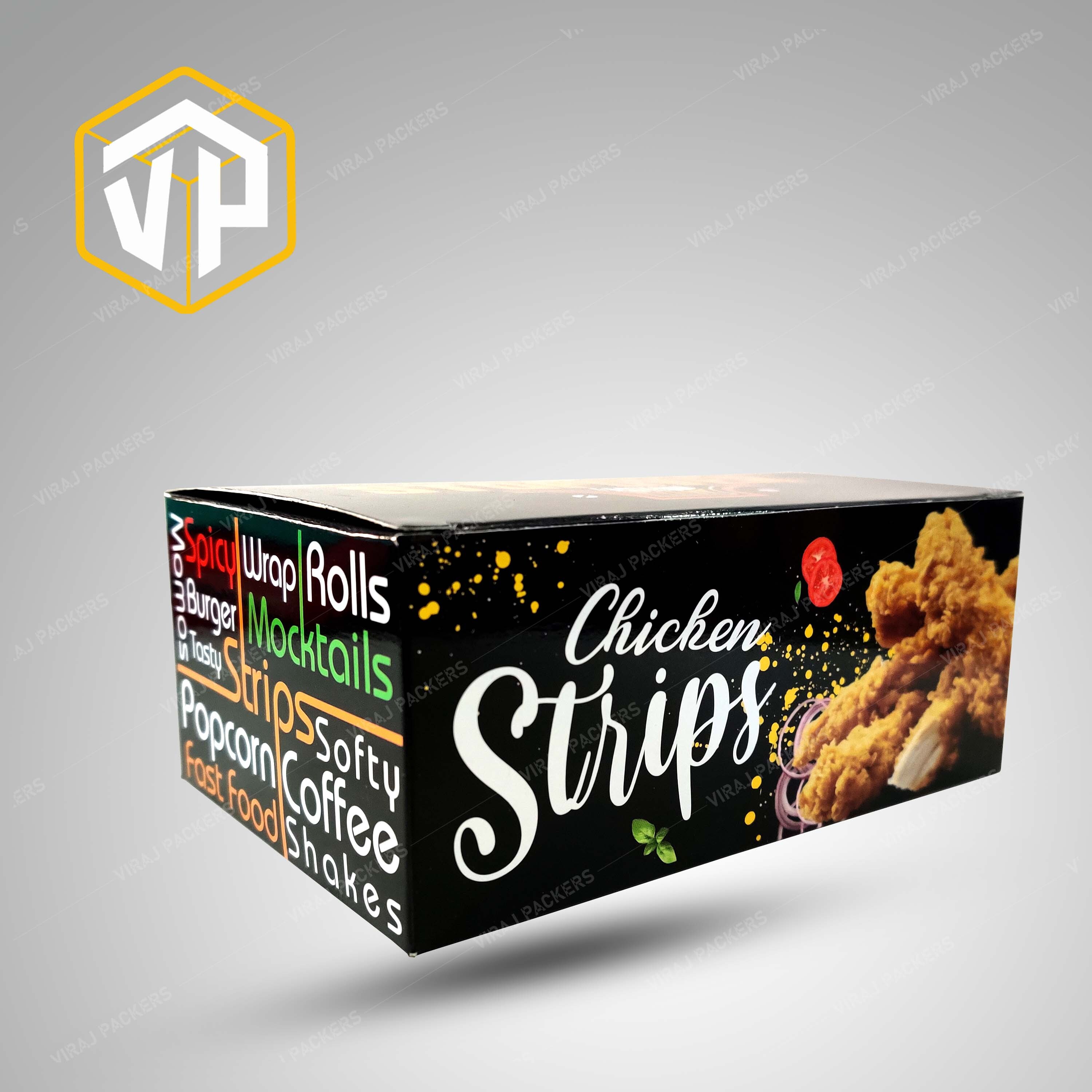 Fried Chicken Paper Packaging Box With Custom Printing - Food-grade Paper, Customized Size, Glossy Lamination , Grease-resistant Finish, Uv Offset Printing