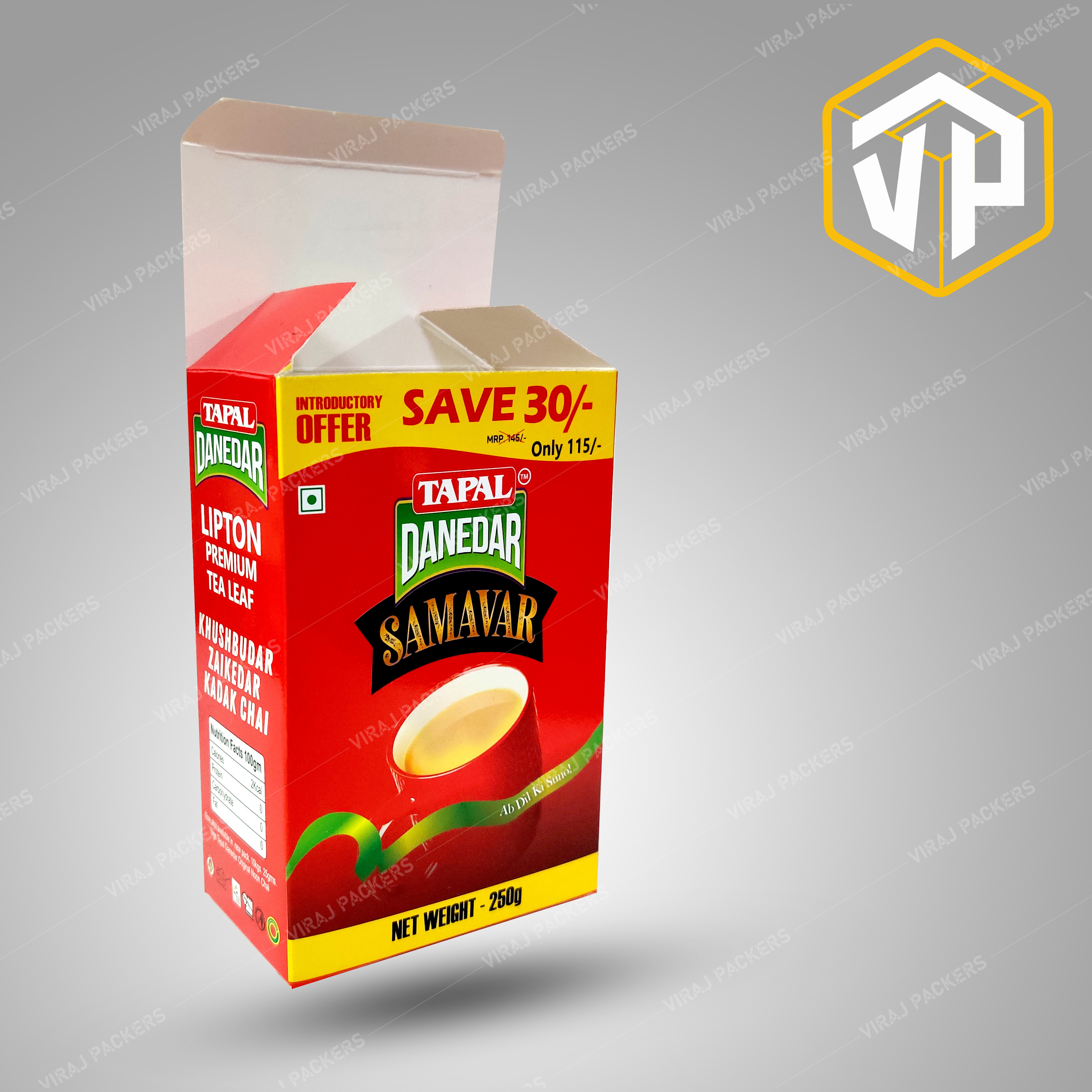 250 Gram Tea Packaging Box Manufacturer - Paper Material, Customized Size, Other Color | Matte Lamination, Glossy Lamination, Uv Offset Printing