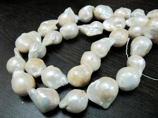 Natural White Pearl Baroque Nugget Shape Beads - 15 To 20mm Size, 16 Inch Strand | Genuine Fresh Water Gemstone Beads For Jewelry Making, High Quality, Causal Occasion