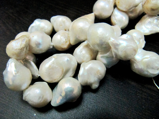 Natural White Pearl Baroque Nugget Shape Beads - 15 To 20mm Size, 16 Inch Strand | Genuine Fresh Water Gemstone Beads For Jewelry Making, High Quality, Causal Occasion