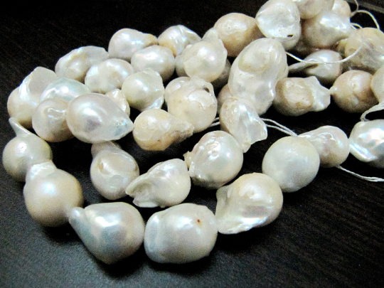 Natural White Pearl Baroque Nugget Shape Beads - 15 To 20mm Size, 16 Inch Strand | Genuine Fresh Water Gemstone Beads For Jewelry Making, High Quality, Causal Occasion
