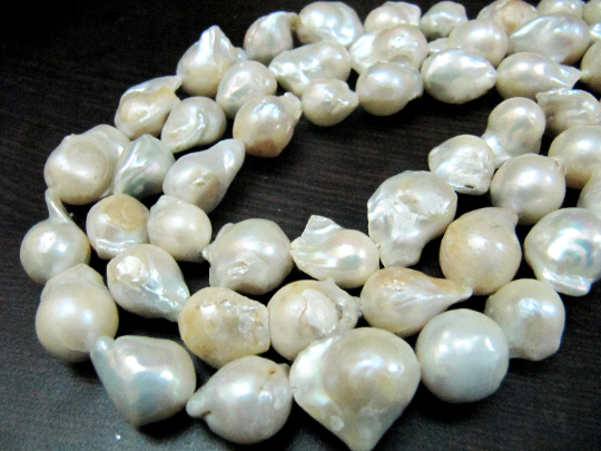 Natural White Pearl Baroque Nugget Shape Beads - 15 To 20mm Size, 16 Inch Strand | Genuine Fresh Water Gemstone Beads For Jewelry Making, High Quality, Causal Occasion