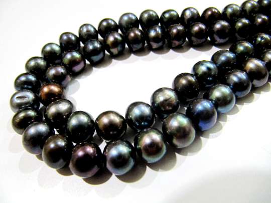 Natural Black Pearl Round Beads 10mm Round Shape Strand 16 Inches