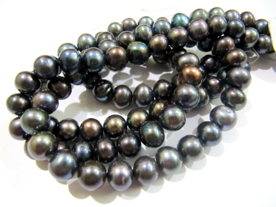 Natural Black Pearl Round Beads 10mm Round Shape Strand 16 Inches