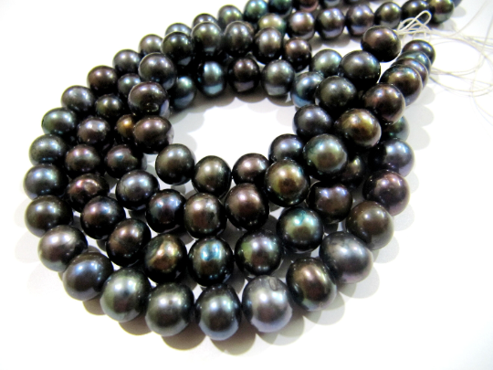 Natural Black Pearl Round Beads 10mm Round Shape Strand 16 Inches