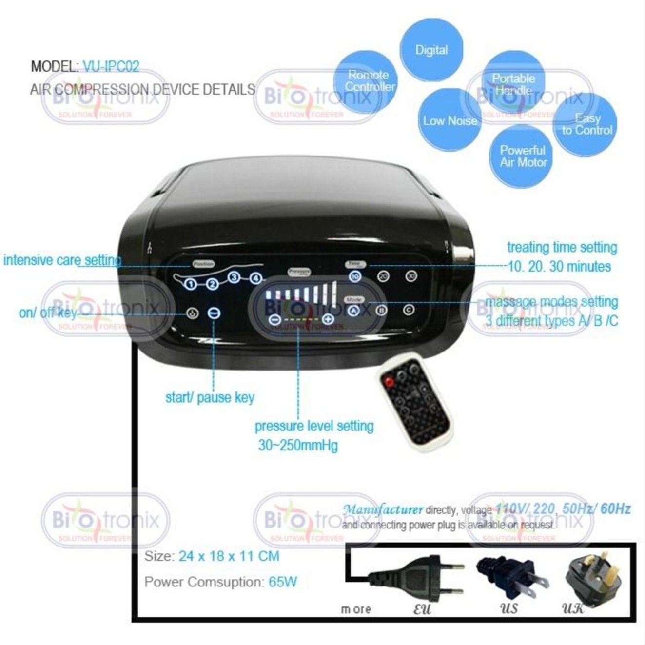 Lymphedema Dvt Machine - Abs Plastic, Portable 5kg Design | Adjustable Compression, Touch Screen, Remote Controlled Relief, Digital Precision Therapy