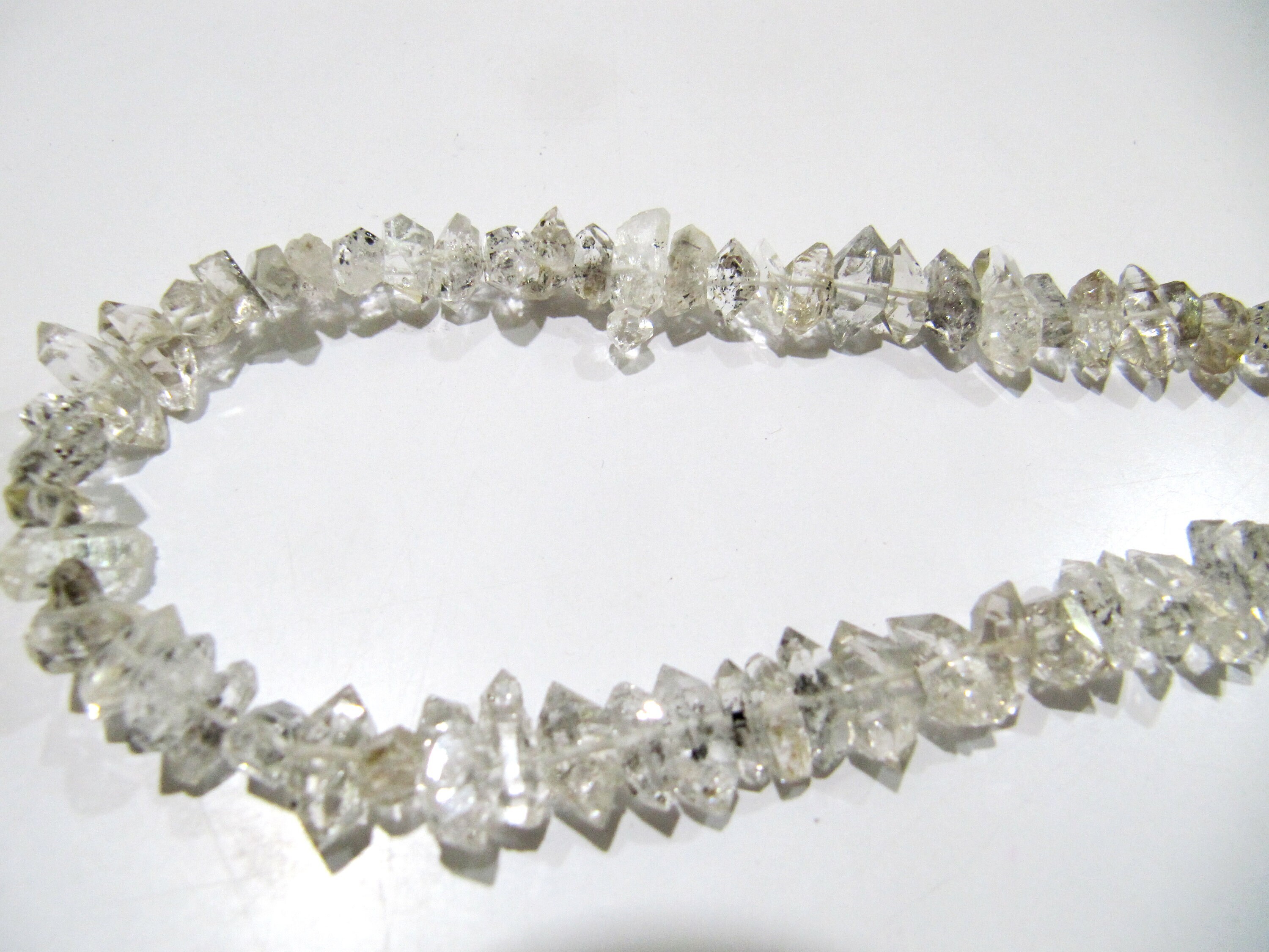 Natural Herkimer Diamond Quartz Free Shape 5-7mm Strand 8 Inches Long - Beads Colour: White