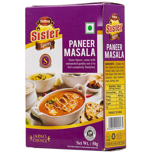 Paneer Masala - Food Grade Powder Spice Mix, 50g Pack With 12 Months Shelf Life For Flavorful Paneer Dishes