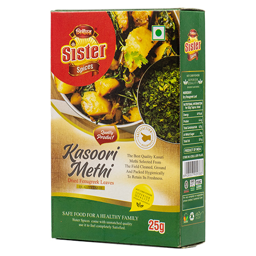 Kasoori Methi - 25 Grams Fine Powder, Green Color With 12 Months Shelf Life - Ideal Seasoning For Curries And Gravies