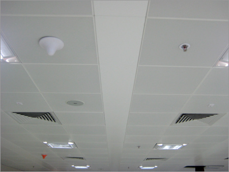 False Ceiling Services - Gypsum Material, Customizable Dimensions | Suspended Installation, Painted Finish, Lighting Integration, Good Acoustic Properties, Class A Fire Rating