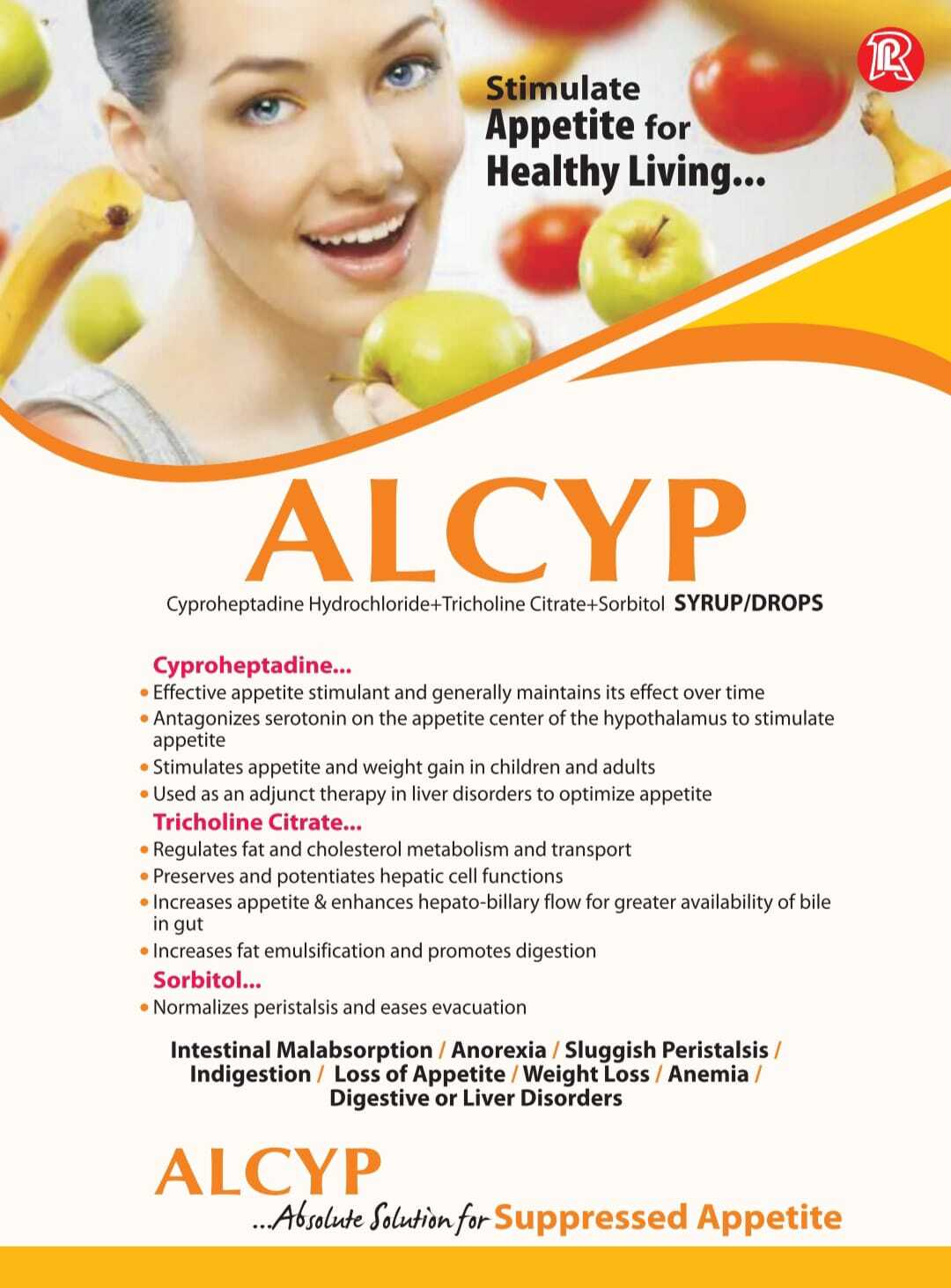 Cyproheptadine Hydrochloride And Tricholine Citrate Syrup General Medicines