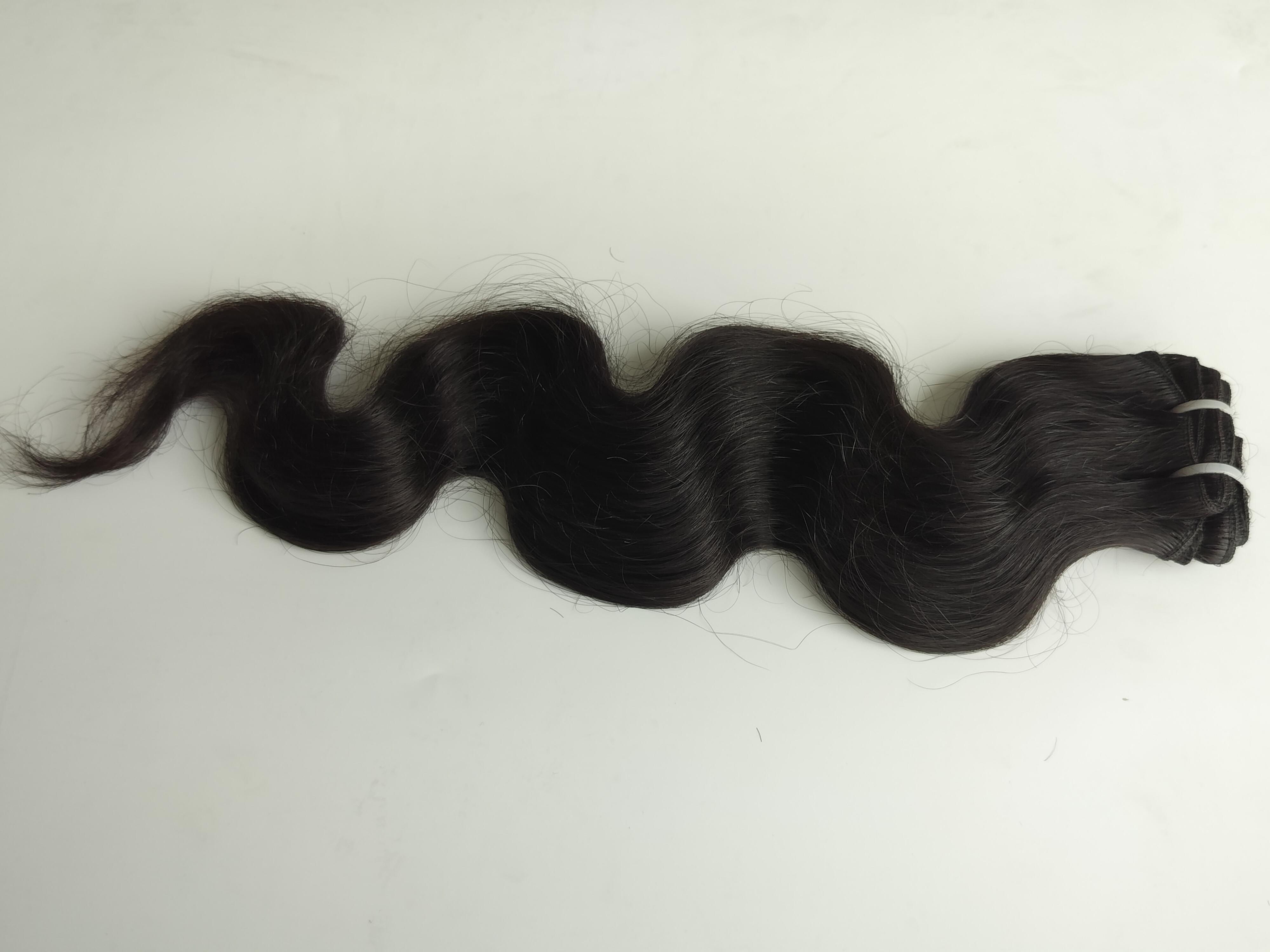 Body Wave Human Hair Weft Extensions - 100% Natural Indian Human Hair, 20 Inch Length, Natural Black Color | Remy Grade, 100 Gram Bundle, Wavy Style
