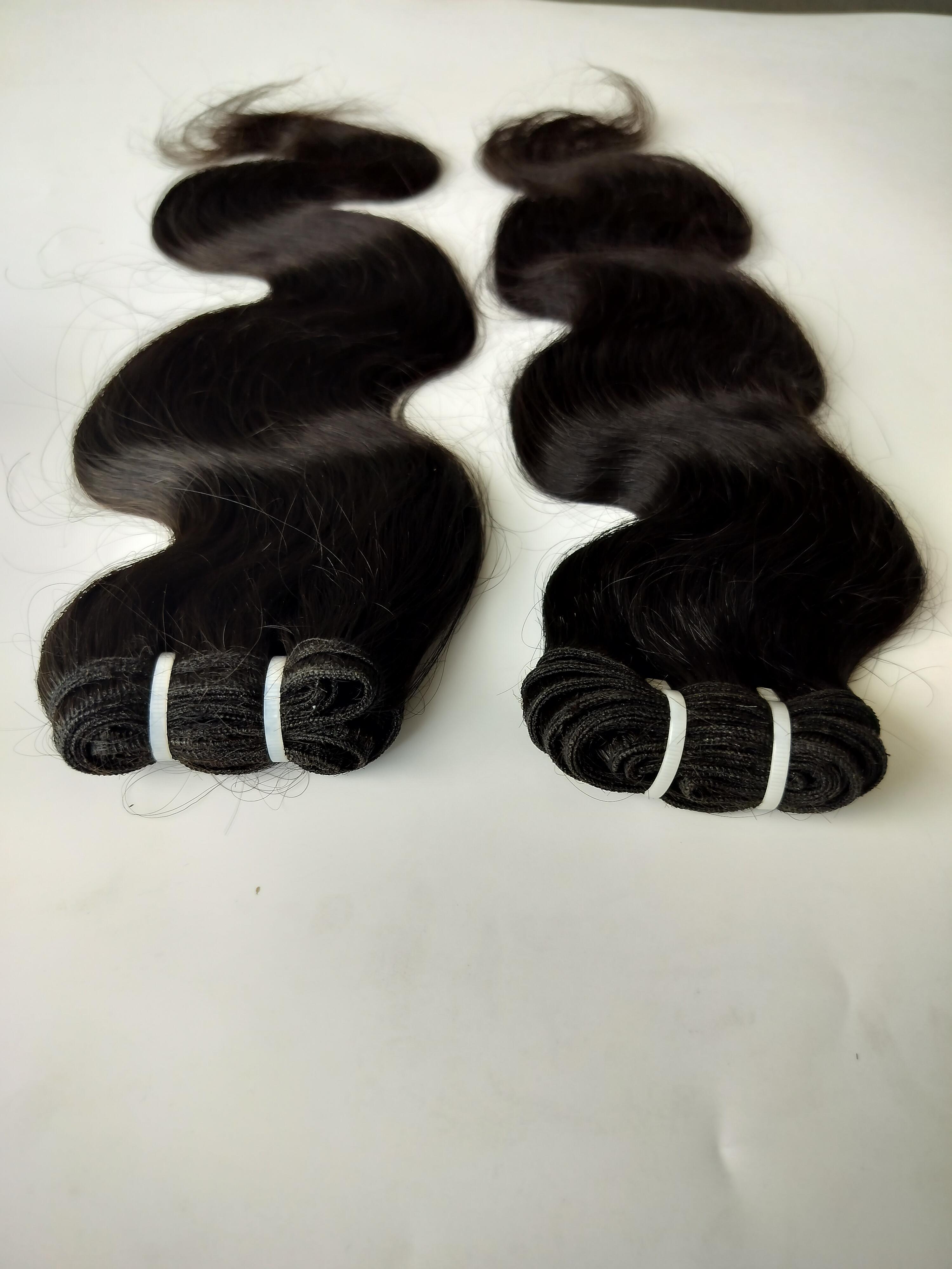 Body Wave Human Hair Weft Extensions - 100% Natural Indian Human Hair, 20 Inch Length, Natural Black Color | Remy Grade, 100 Gram Bundle, Wavy Style