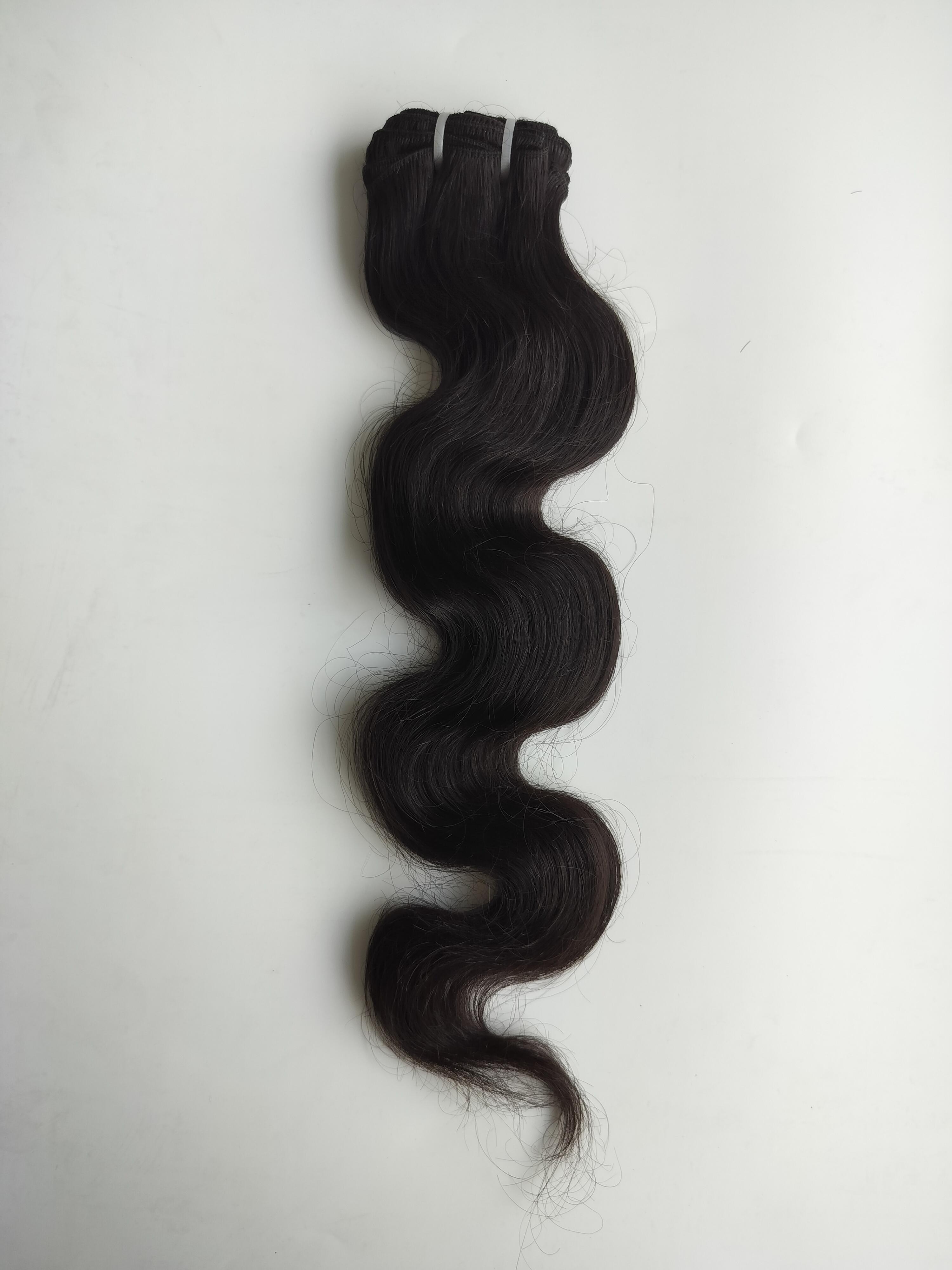 Body Wave Human Hair Weft Extensions - 100% Natural Indian Human Hair, 20 Inch Length, Natural Black Color | Remy Grade, 100 Gram Bundle, Wavy Style