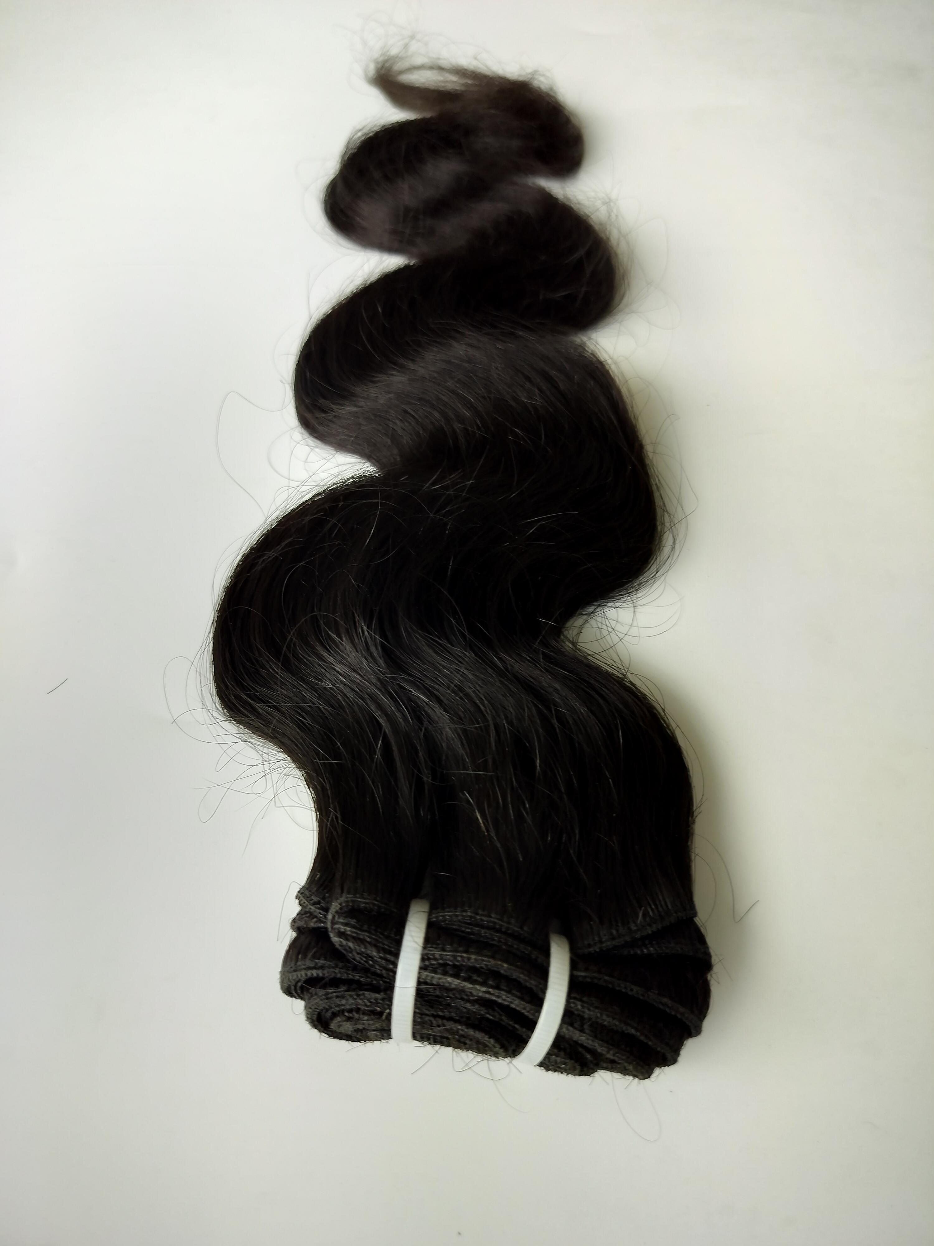 Body Wave Human Hair Weft Extensions - 100% Natural Indian Human Hair, 20 Inch Length, Natural Black Color | Remy Grade, 100 Gram Bundle, Wavy Style