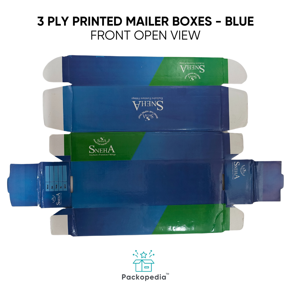 3 Ply Printed Mailer With Multi-color Printing, 100% Sustainable And Eco-friendly - Blue