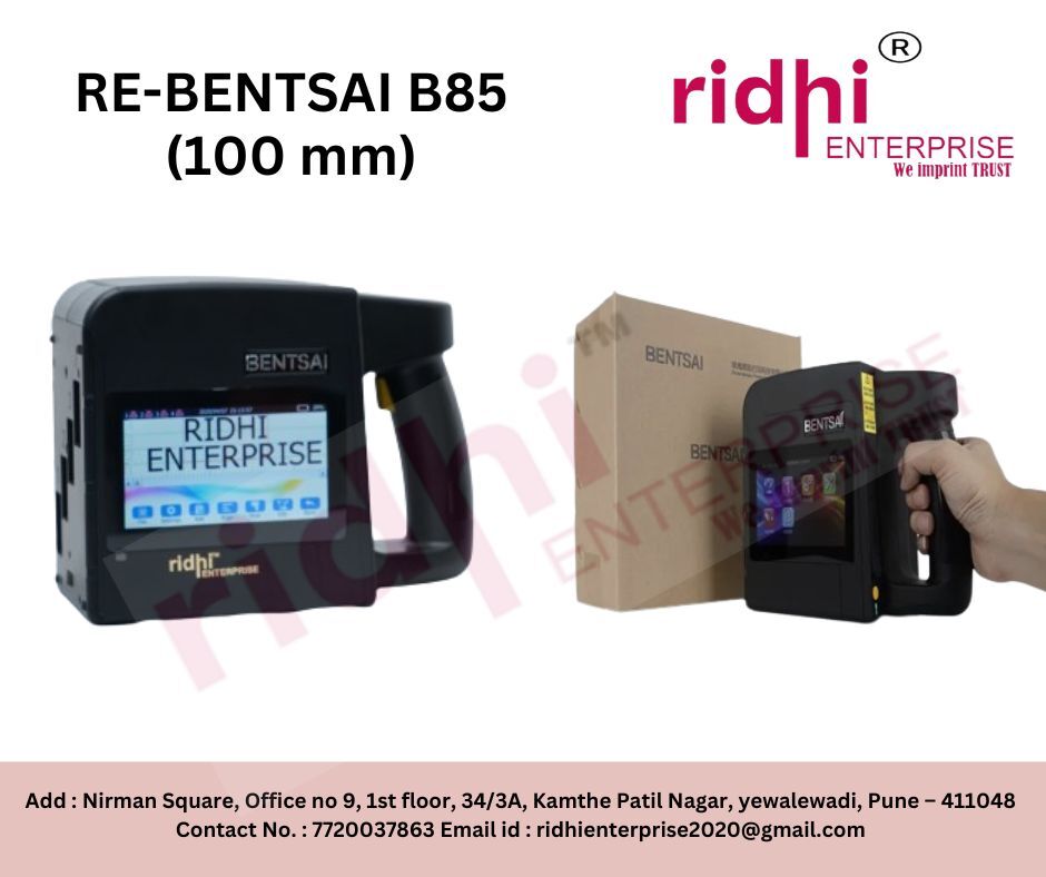 Re-b85 Bentsai 100mm Handheld Coding Printer - Metal & Plastic Build 5-inch Lcd Touch Screen 600 Dpi Resolution | Semi-automatic Use For Handheld Online-conveyor And Packing Applications